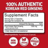 Herbtonics Korean Red Panax Ginseng 1500mg supplement ingredients list