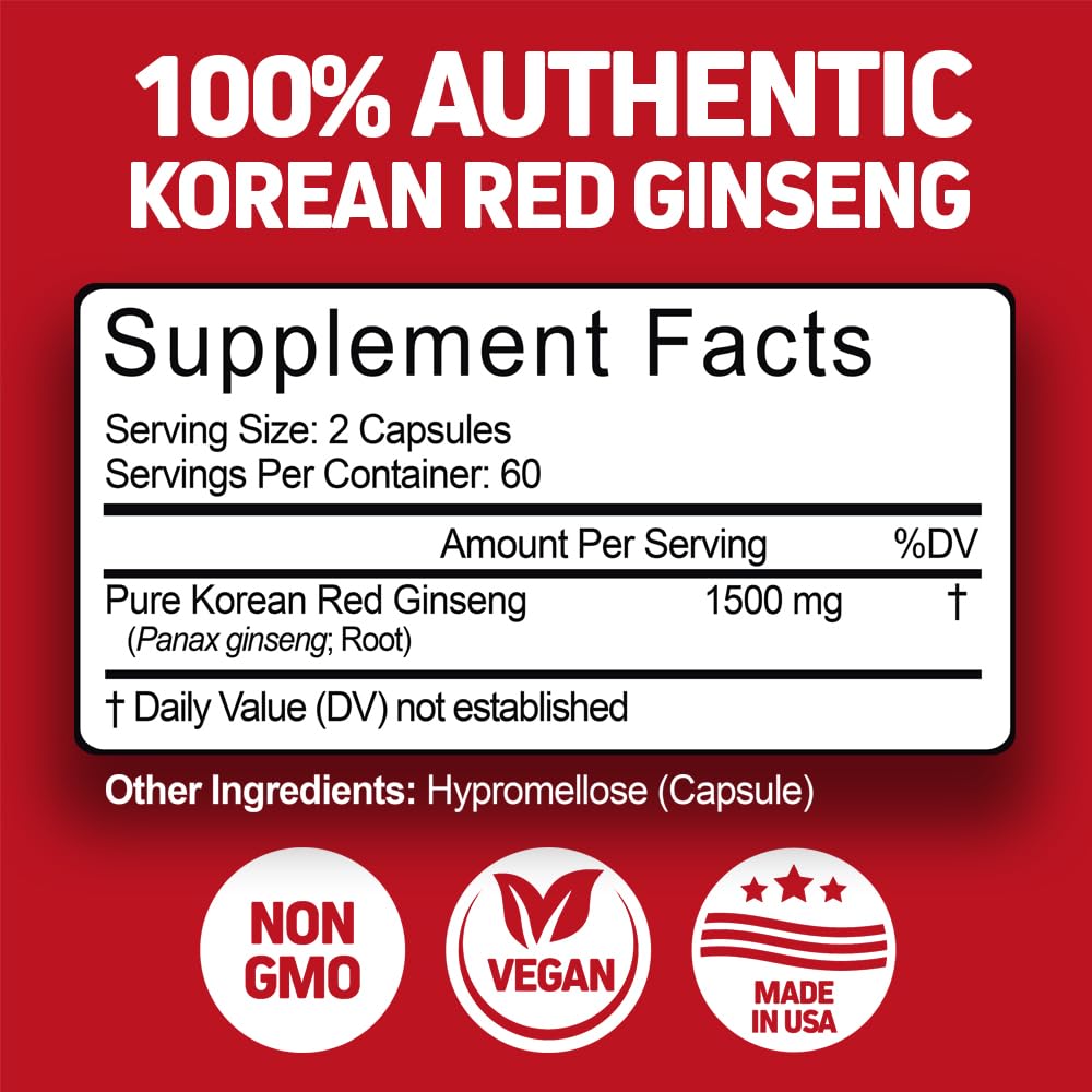 Herbtonics Korean Red Panax Ginseng Supplement bottle with label