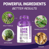 Herbtonics Milk Thistle Liver Support Capsules on a wooden table