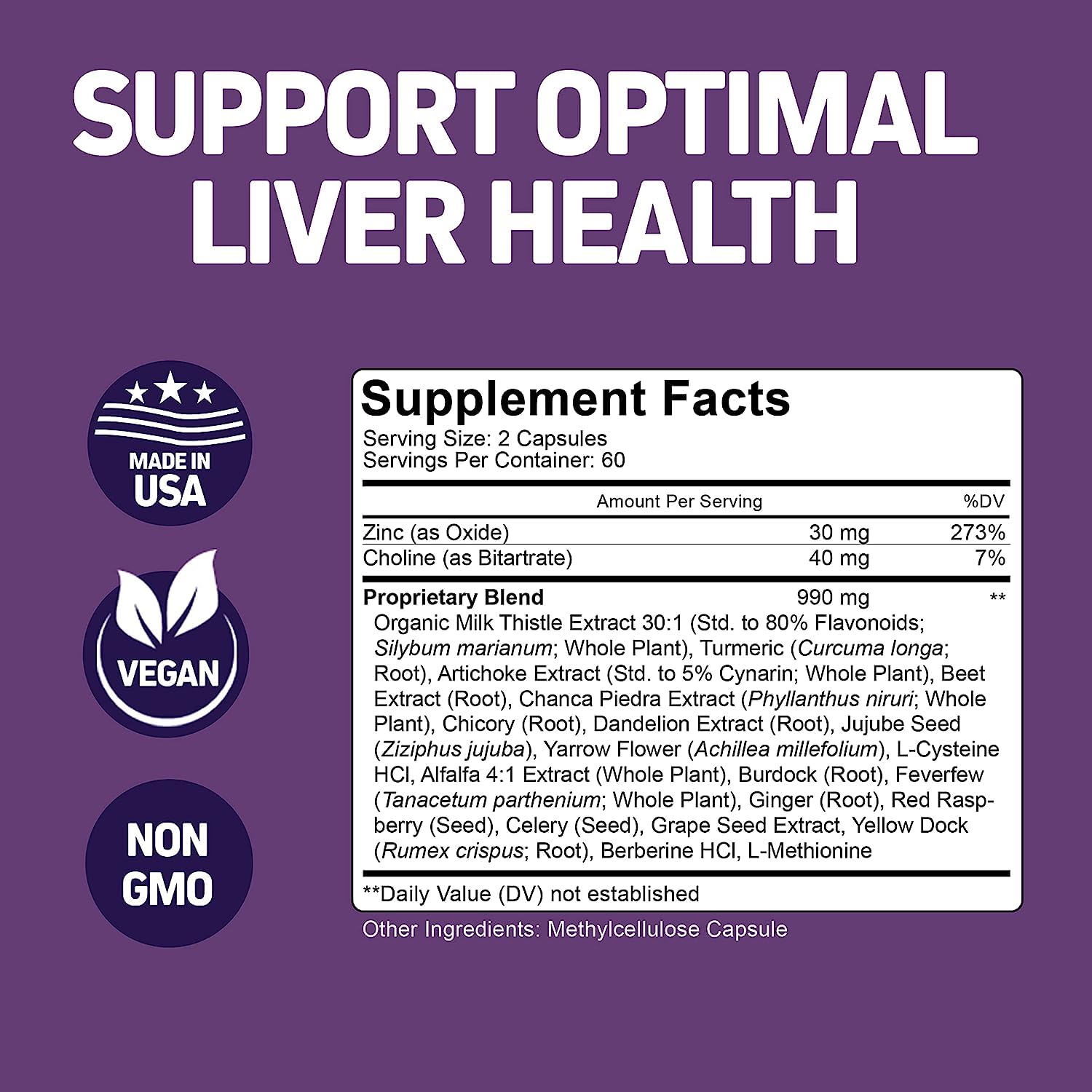 Herbtonics Milk Thistle Liver Support Capsules side view