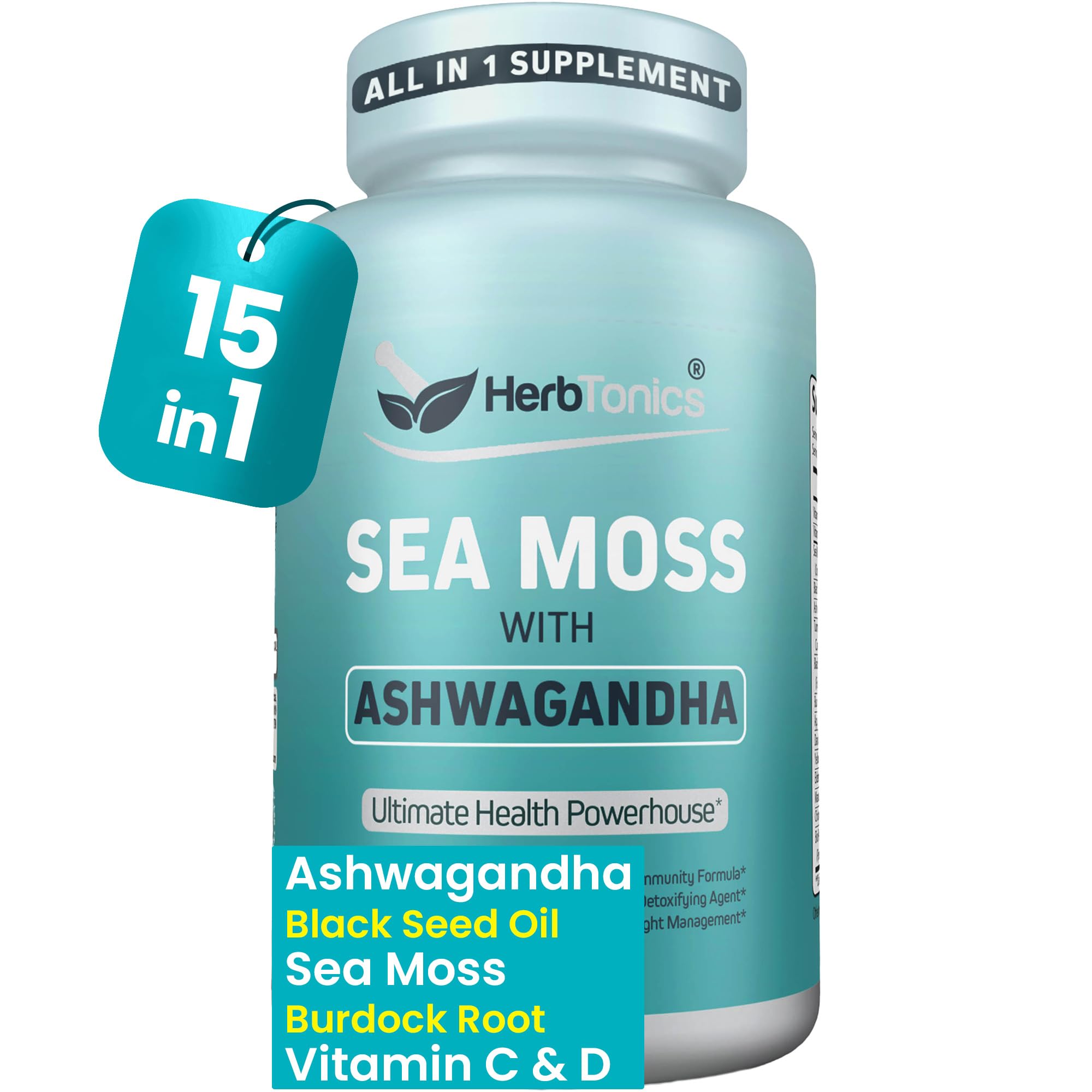 Herbtonics Sea Moss Advanced Formula Capsules front view