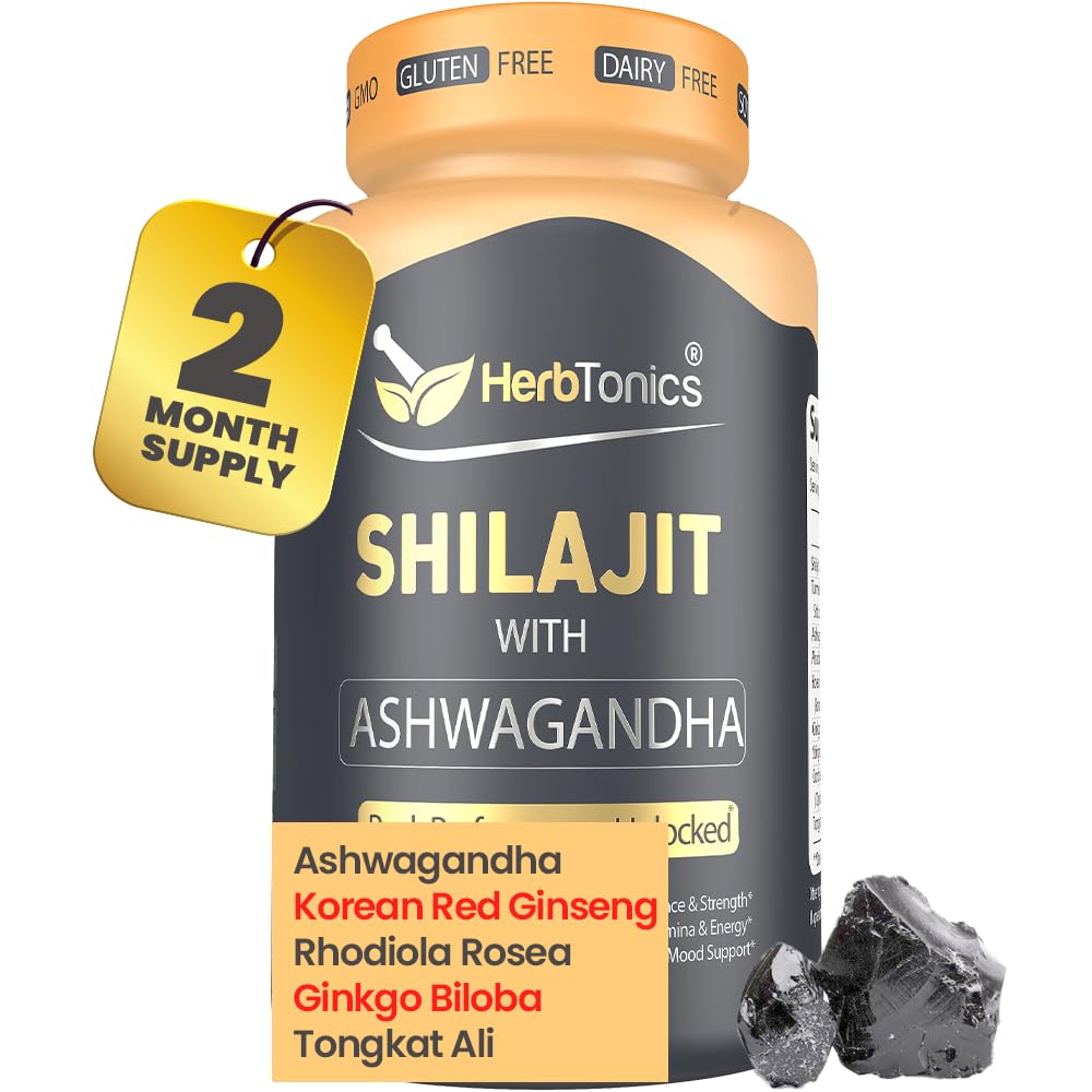 Herbtonics Shilajit with Ashwagandha Complex 82g front view