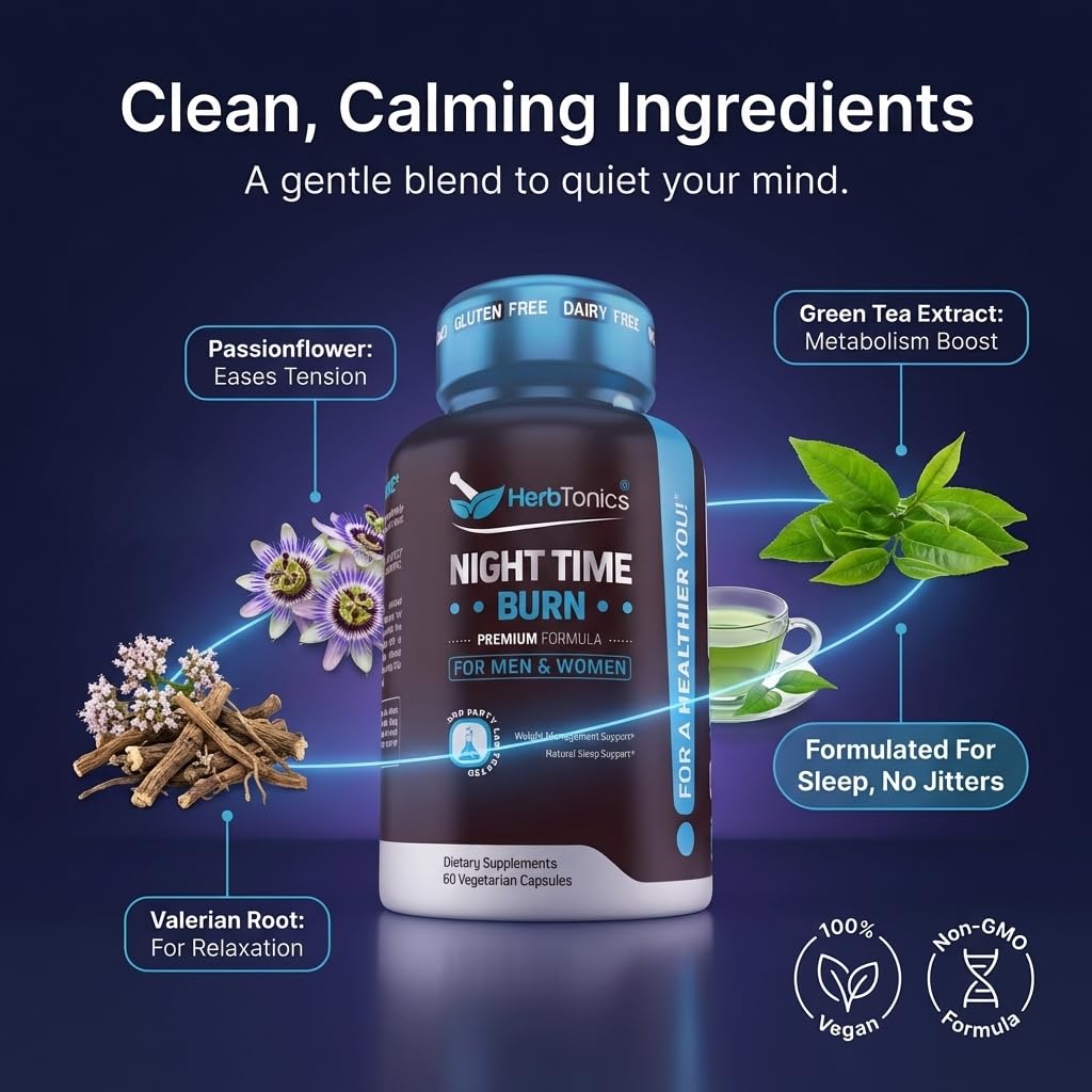 Herbtonics Sleep & a balanced routine Support Capsules back view