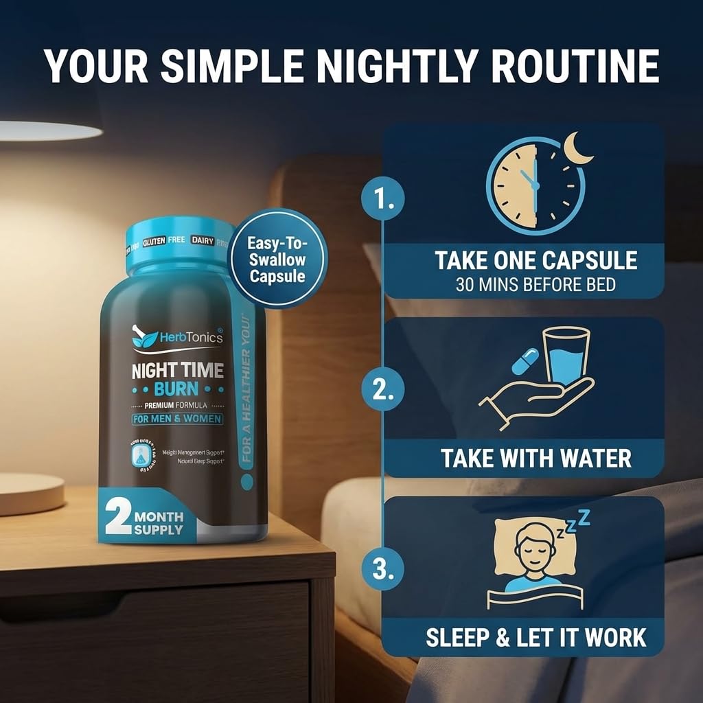 Herbtonics Sleep & a balanced routine Support Capsules with a glass of water