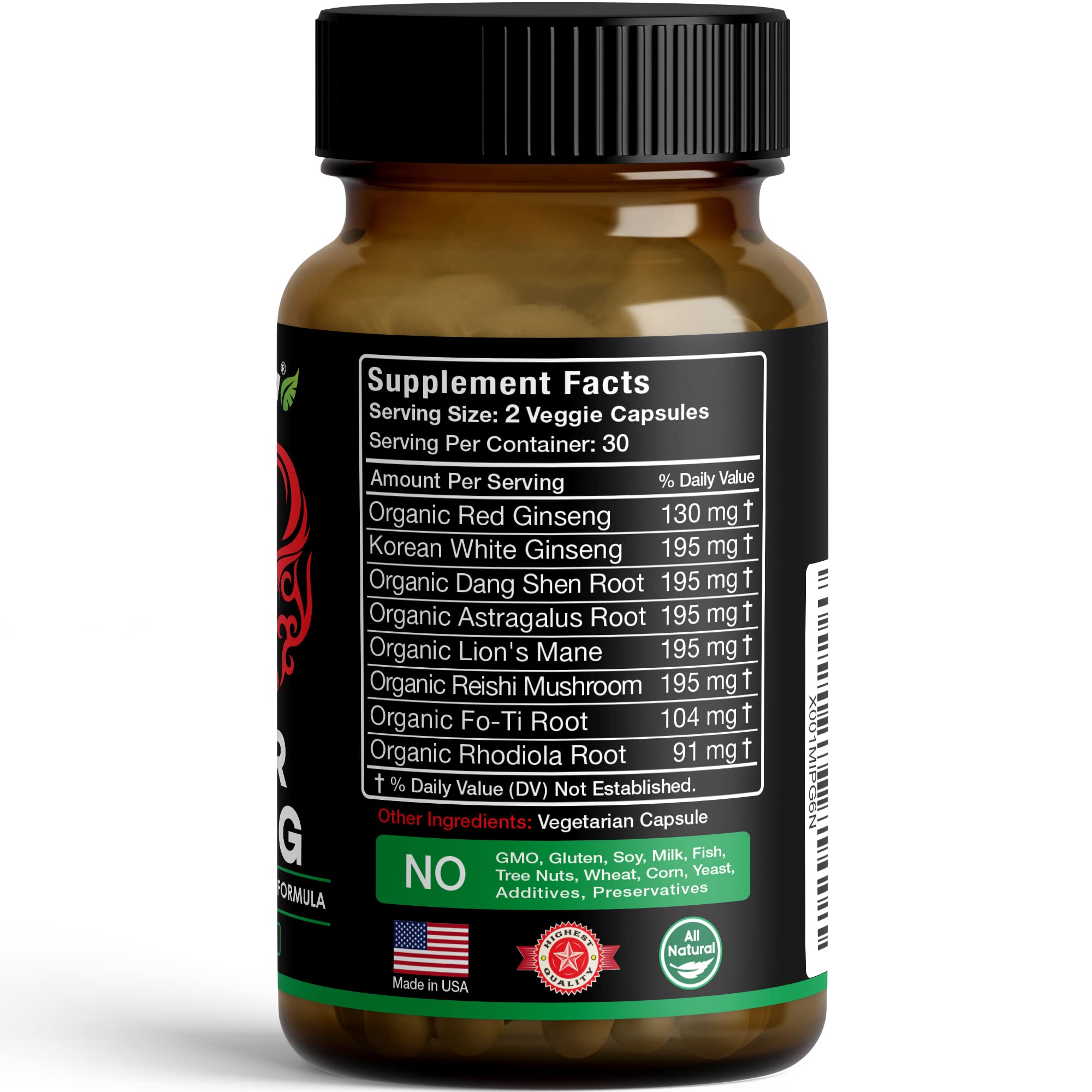 Herbtopia Forever Young Organic Red Ginseng Supplement packaging
