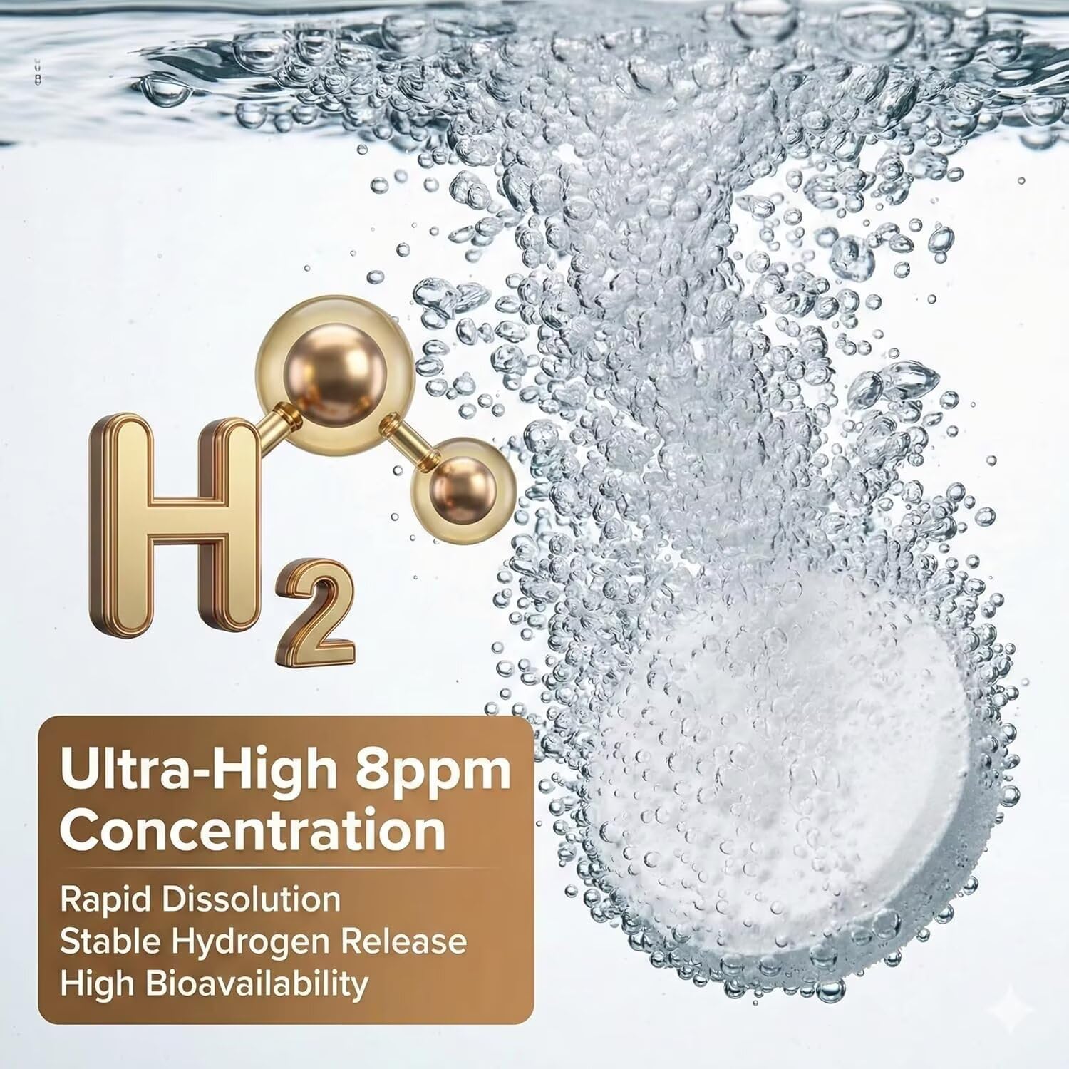 HerbX Hydrogen Water Tablets in water dissolving