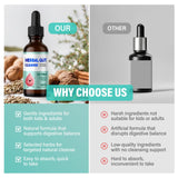 HerbX Kids Herbal Drops 50ml displayed on a kitchen counter