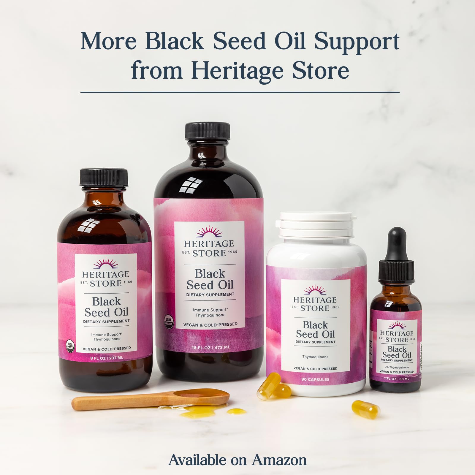 HERITAGE STORE Organic Black Seed Oil 395g lifestyle scene