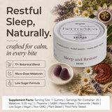 Hermetica Superfoods Hush Sleeping Gummies with serving suggestion on label