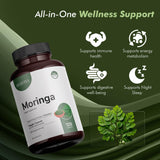 HERVIVA Moringa Capsules 1200mg back view showing ingredients