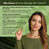 HERVIVA Moringa Capsules 1200mg capsules on a wooden table