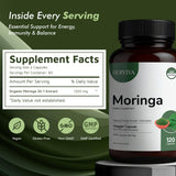 HERVIVA Moringa Capsules 1200mg side view with label