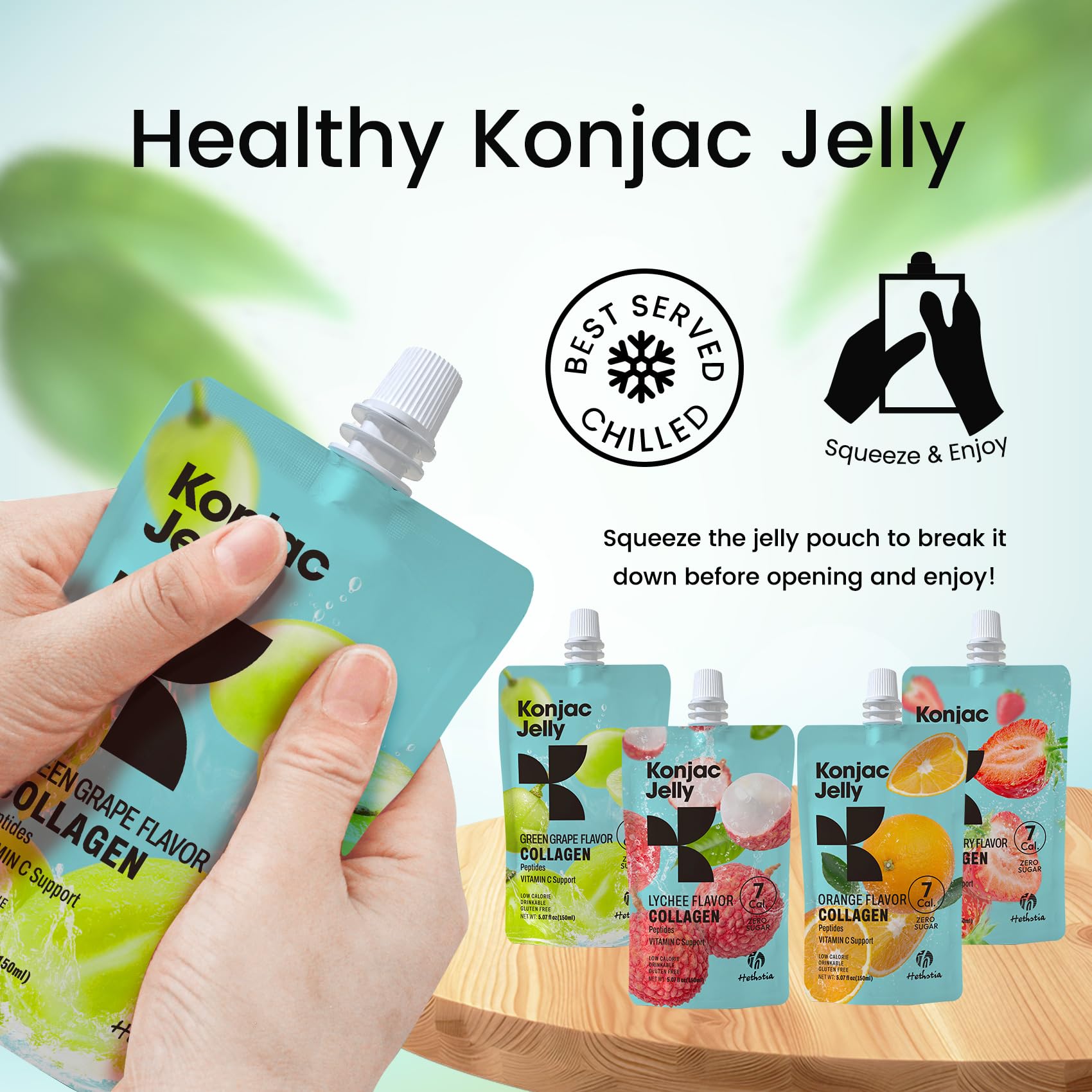 Hethstia Konjac Jelly Green Grape flavour on a hiking trail