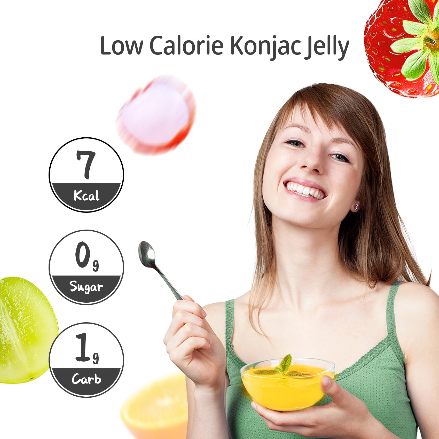 Hethstia Konjac Jelly Orange flavour pouch with fresh oranges