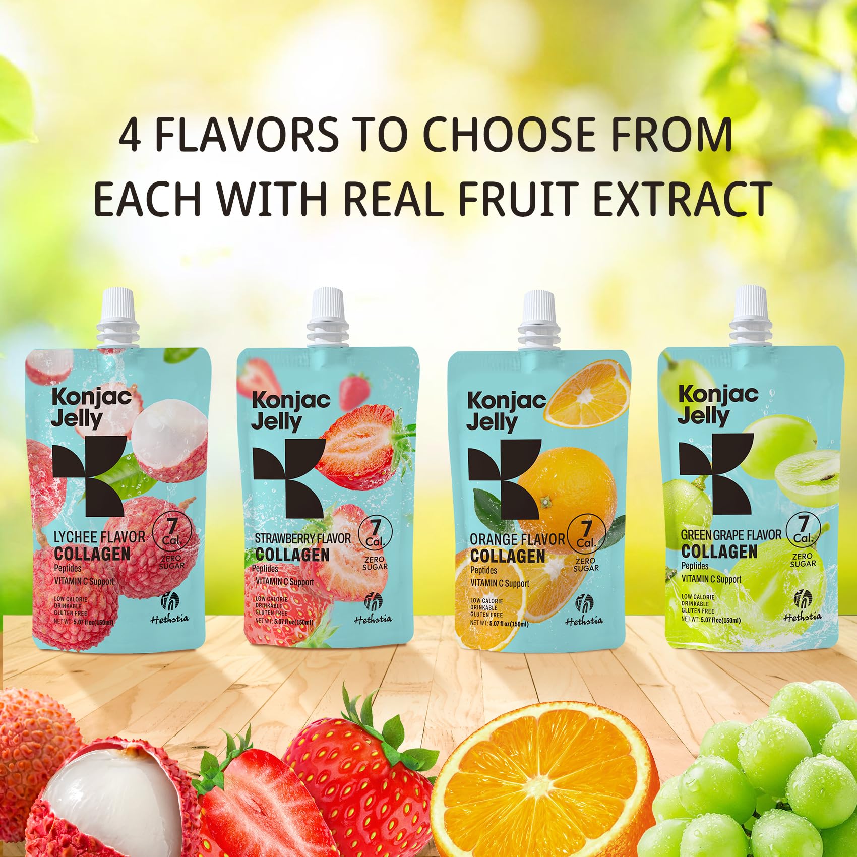Hethstia Konjac Jelly pouches in a backpack for outdoor activities