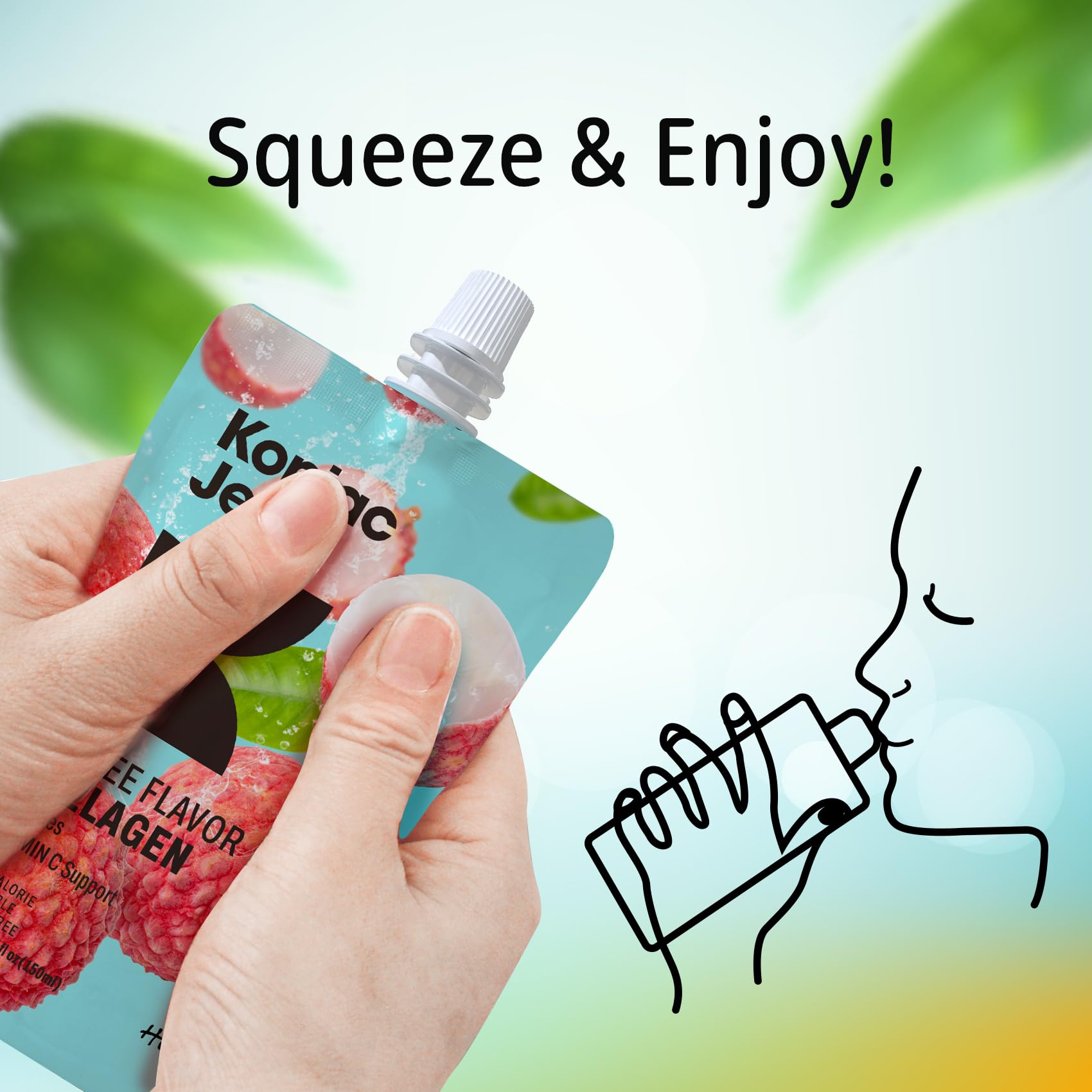 Hethstia Konjac Lychee Jelly in hand, ready to enjoy