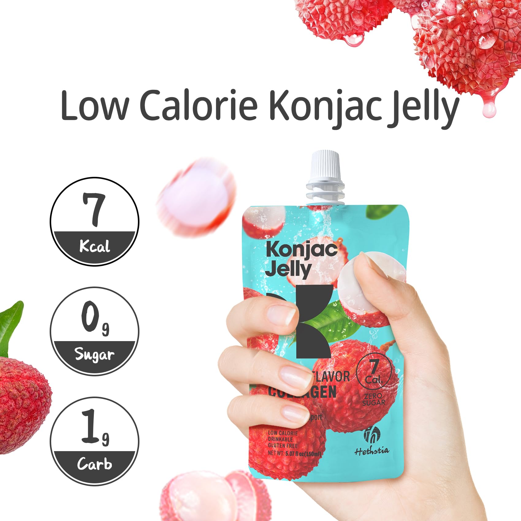 Hethstia Konjac Lychee Jelly nutritional information on back