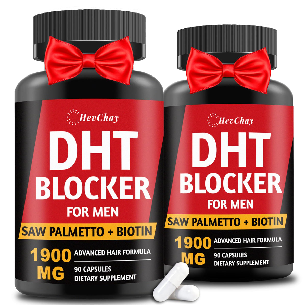 HevChay Saw Palmetto DHT Blocker 1900mg capsule bottle front view