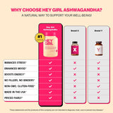 HEY GIRL NUTRITION Ashwagandha Capsules showing dosage information