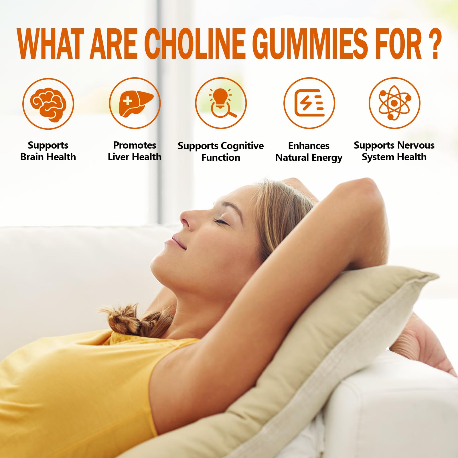 HFELIZ Choline Gummies 500mg gummies in a bowl