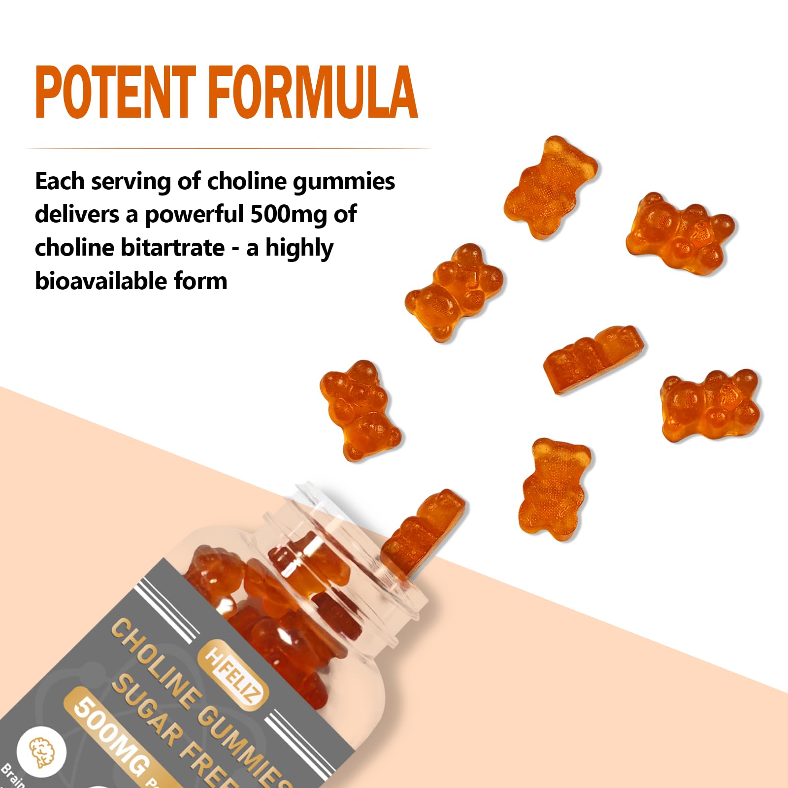 HFELIZ Choline Gummies 500mg side view of packaging