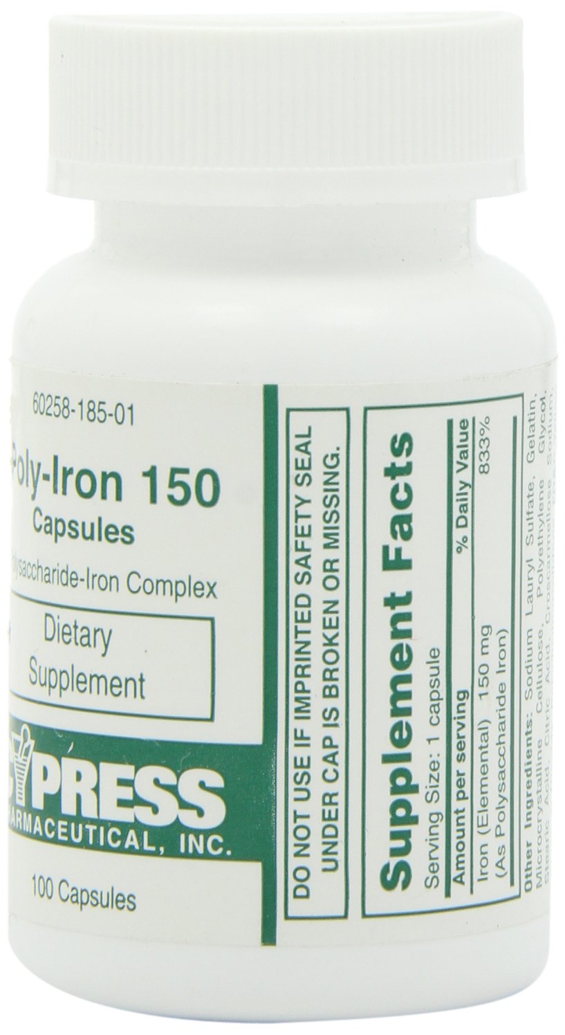 HIBROU Iron Capsules 150mg bottle side view