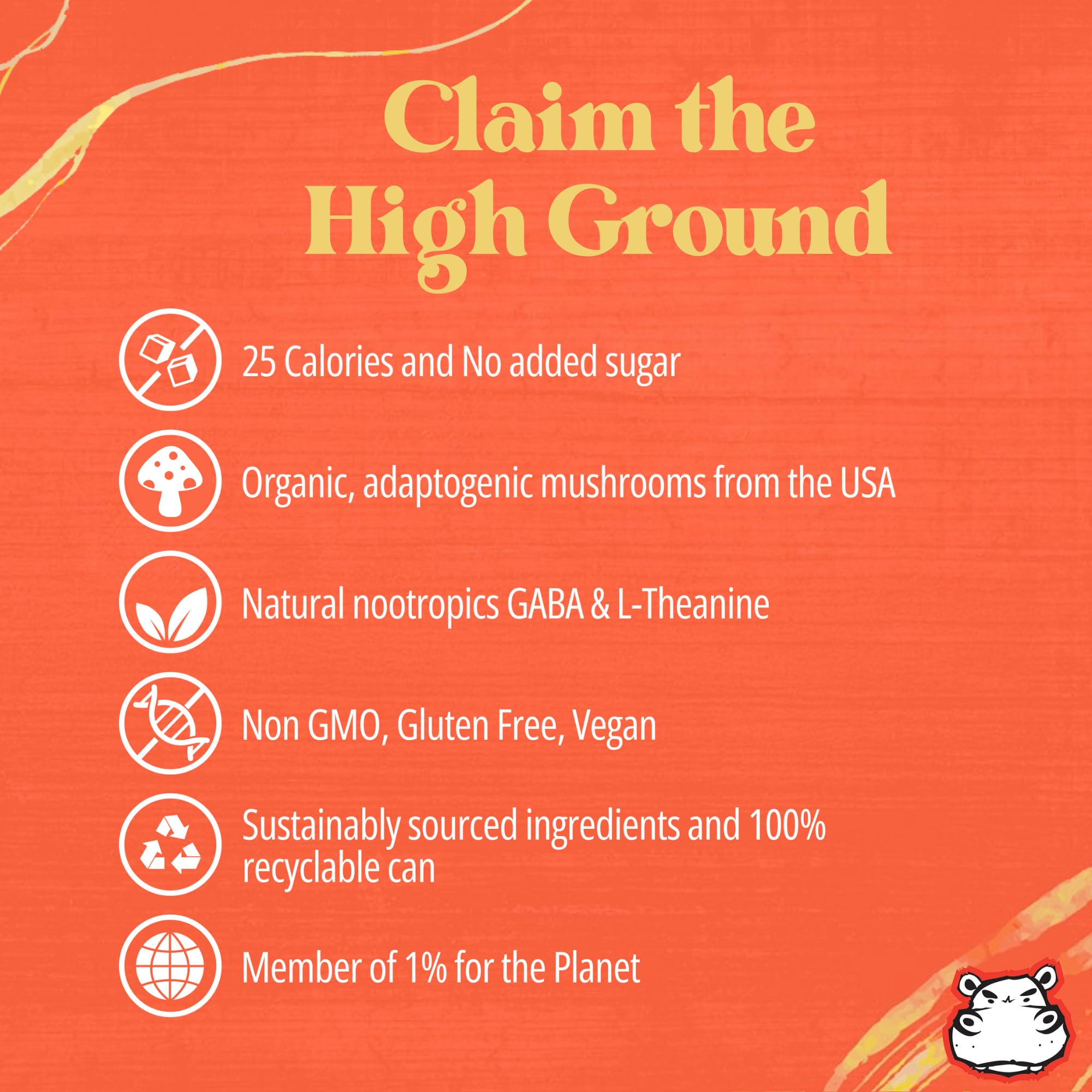 High Ground Functional Mushroom Elixir Strawberry Peach flavour close-up