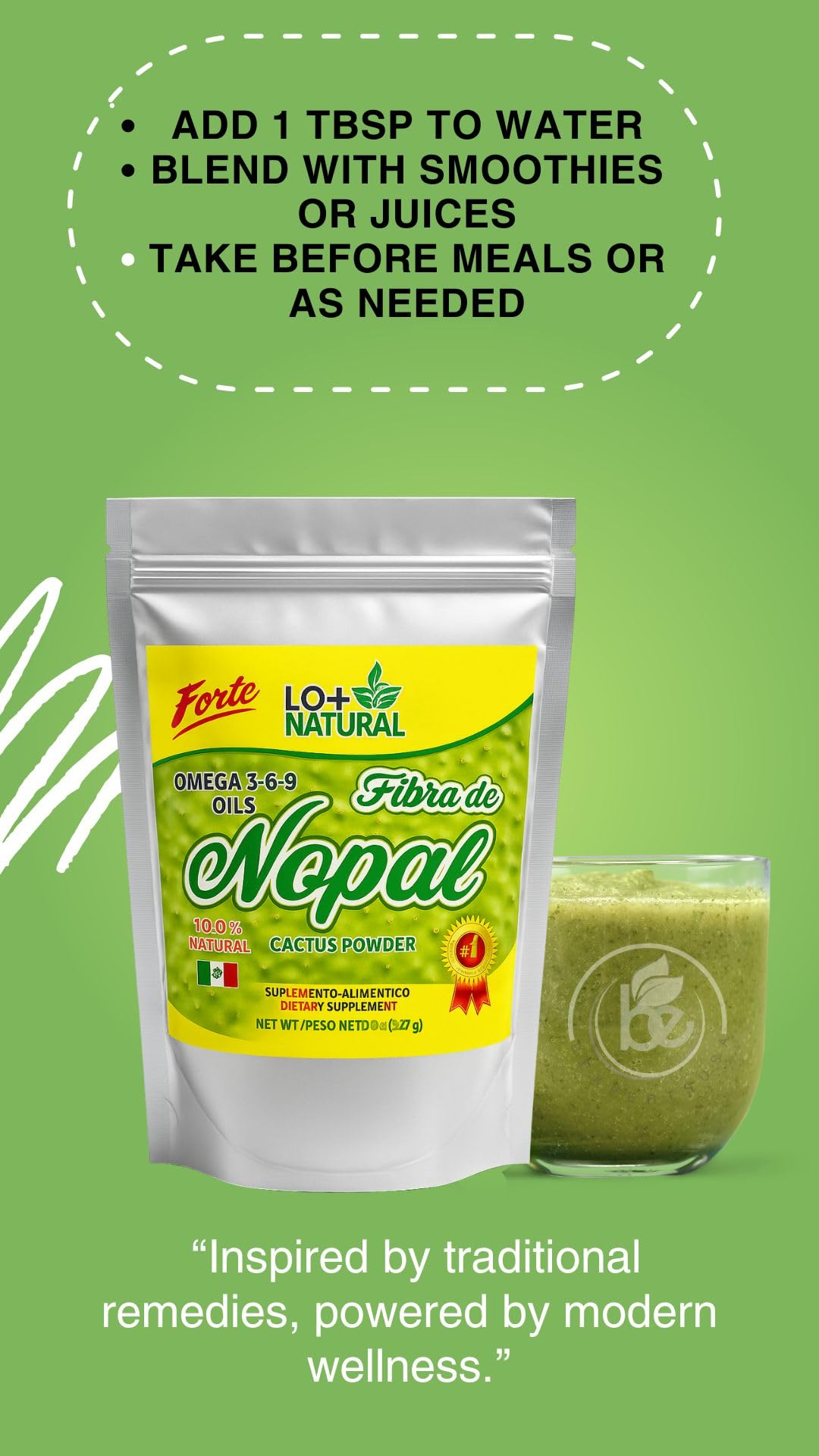 HIGH Nopal Cactus Powder on a kitchen counter