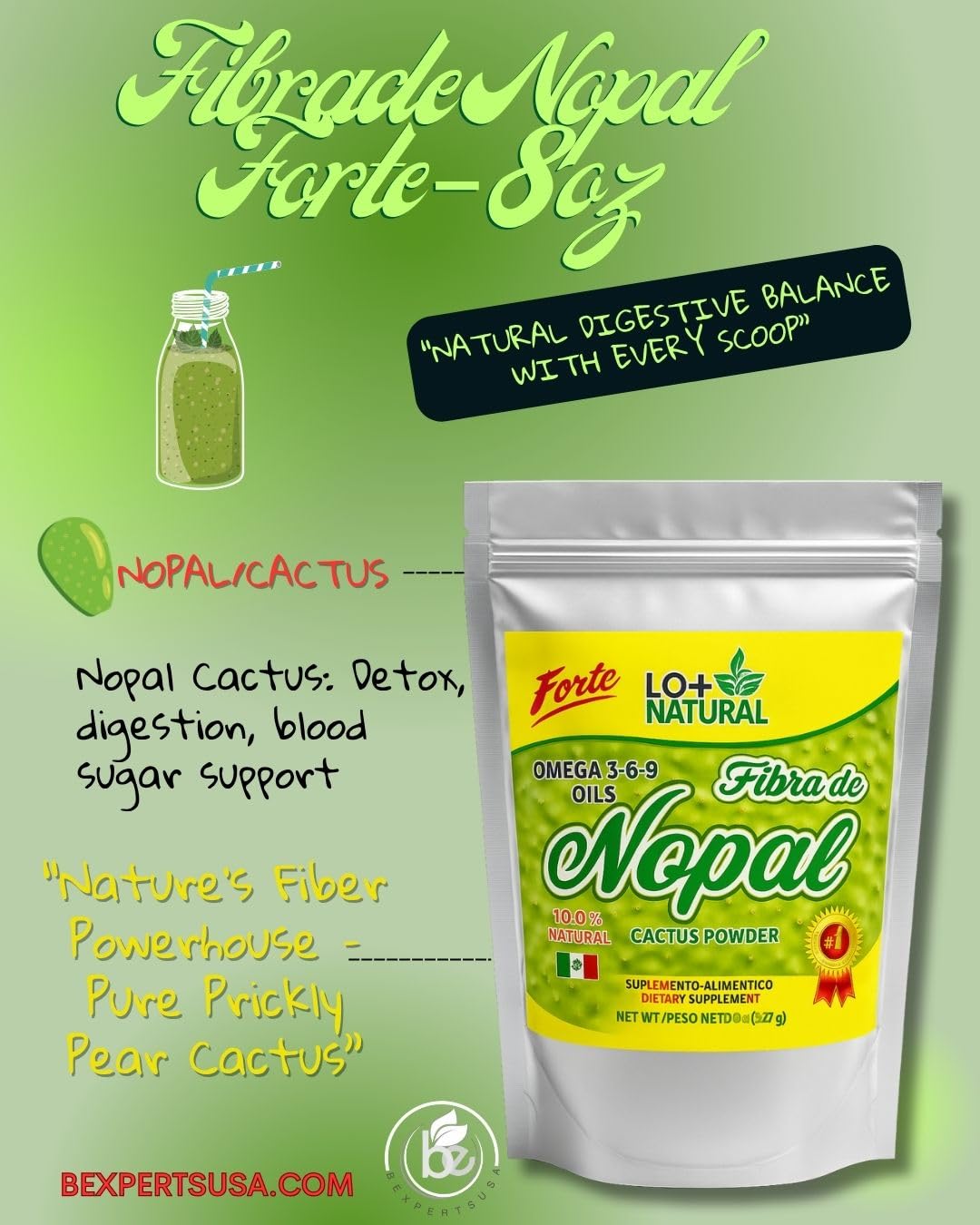 HIGH Nopal Cactus Powder packaging side view