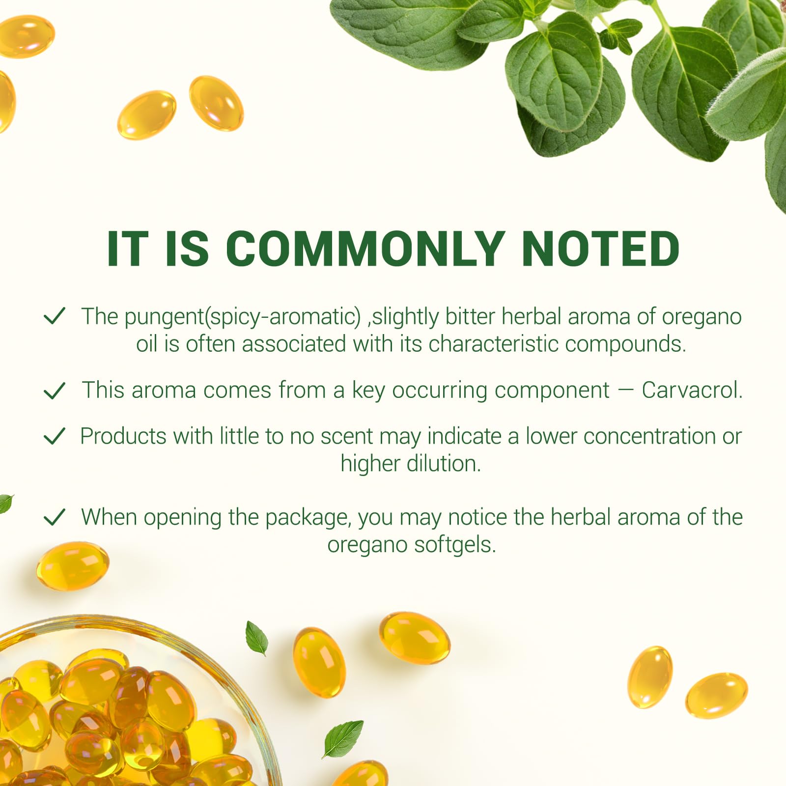 HIIHONE Oregano Oil Softgels back view showing supplement facts