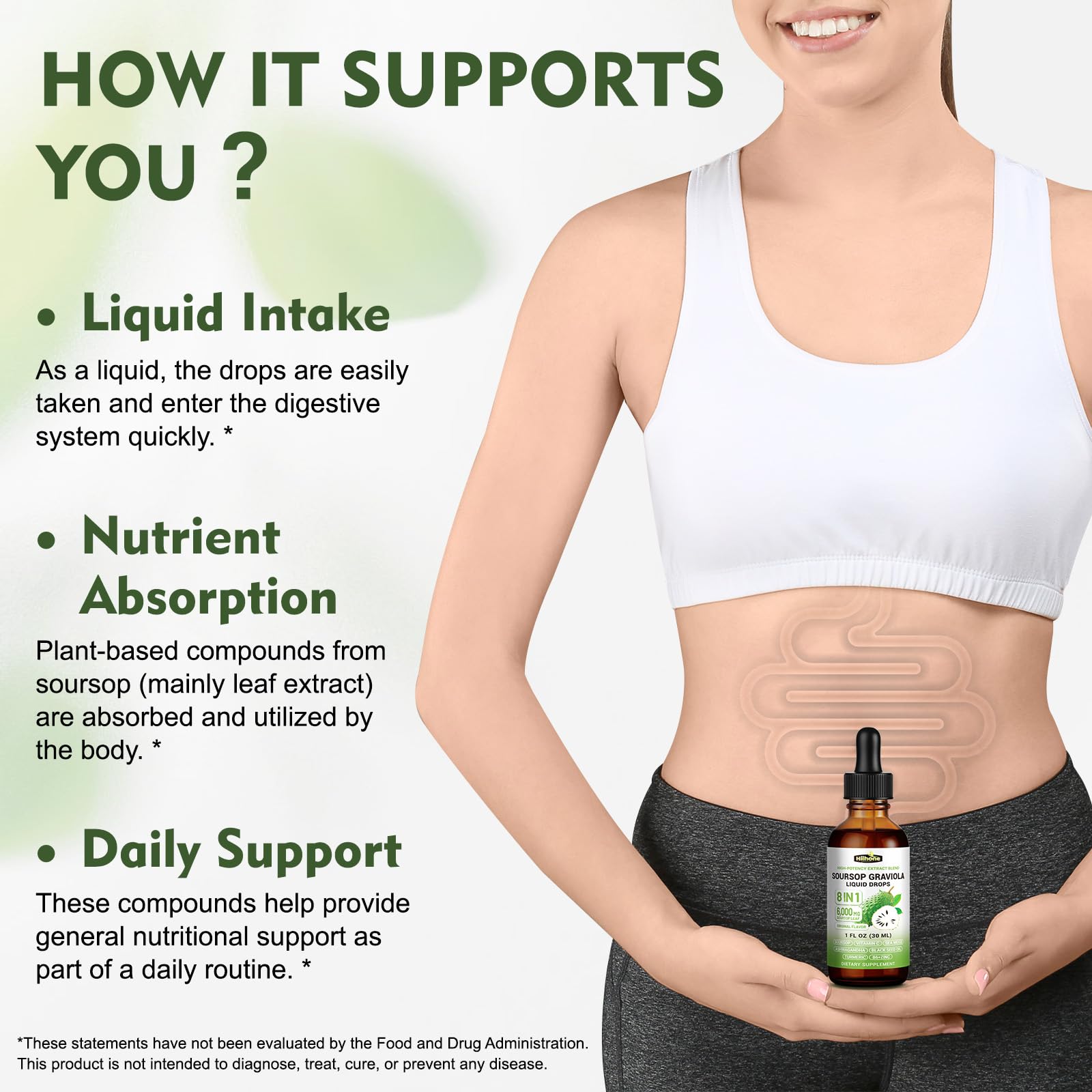 HIIHONE Soursop Graviola Bitters Liquid Drops 1 fl oz packaging