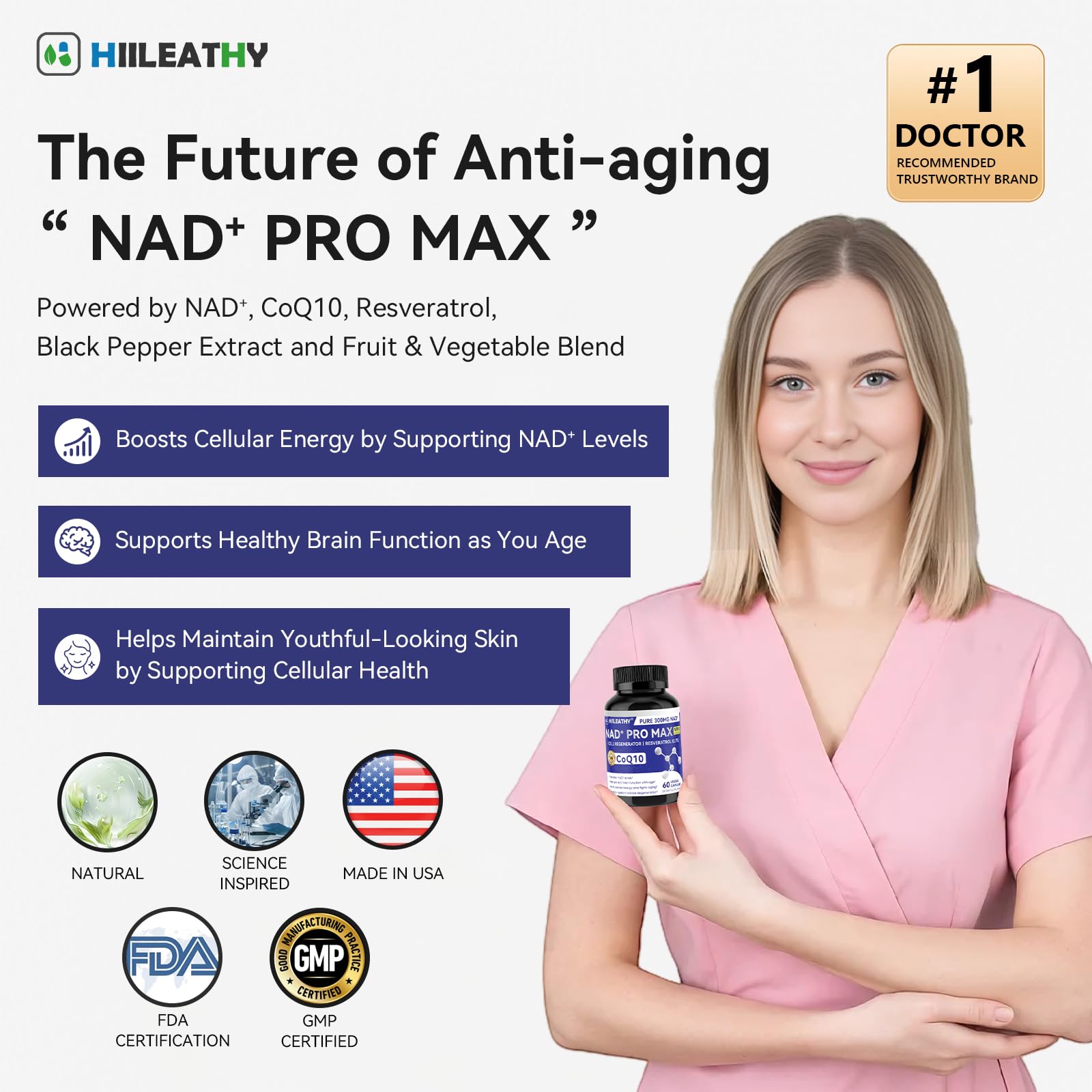 HIILEATHY Resveratrol Supplement capsule bottle side view