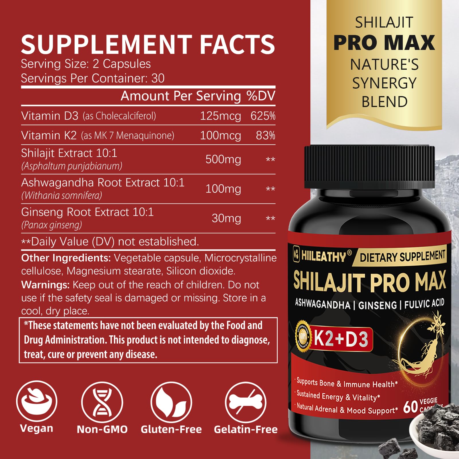 HIILEATHY Shilajit Pro Max capsules in a lifestyle setting