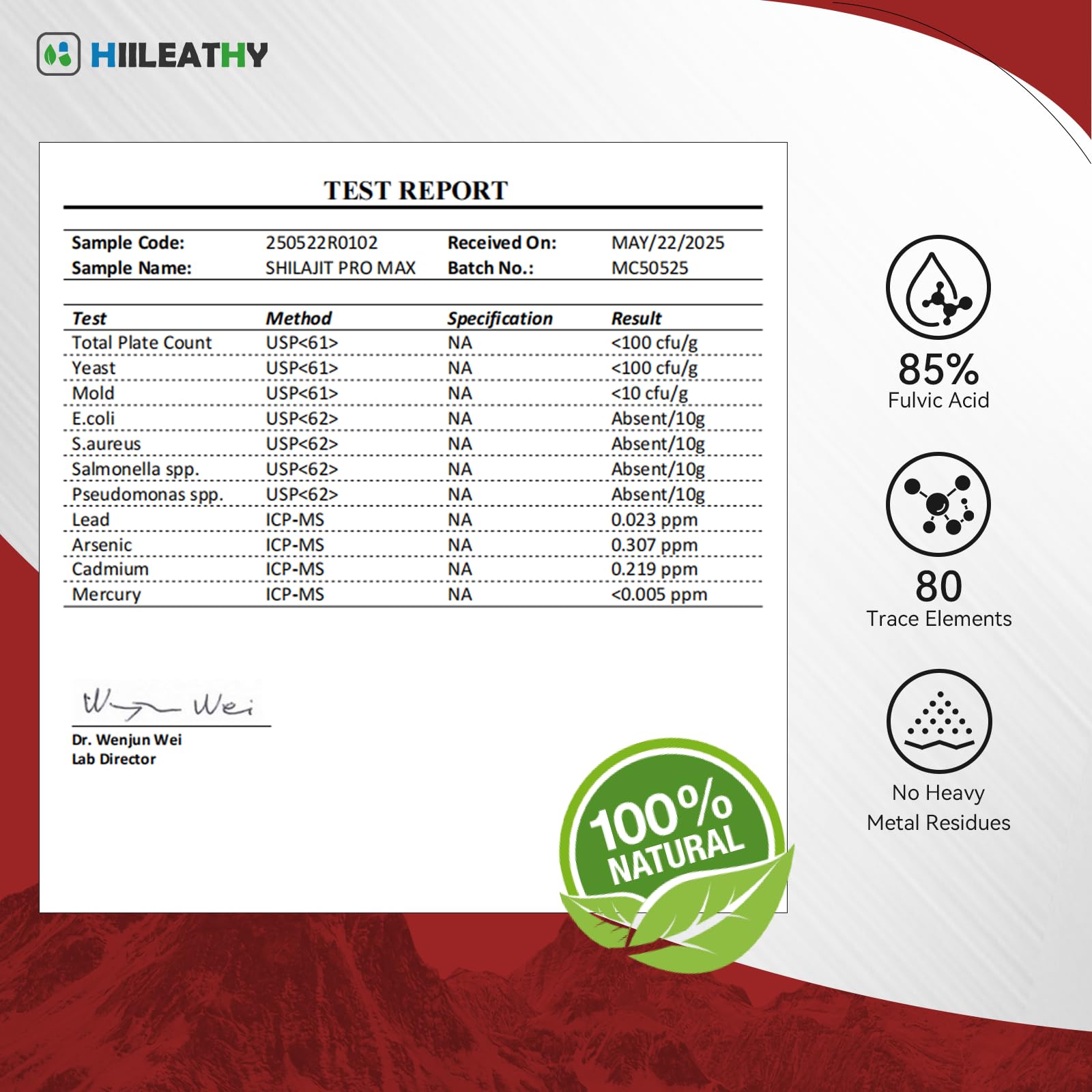 HIILEATHY Shilajit Pro Max packaging details