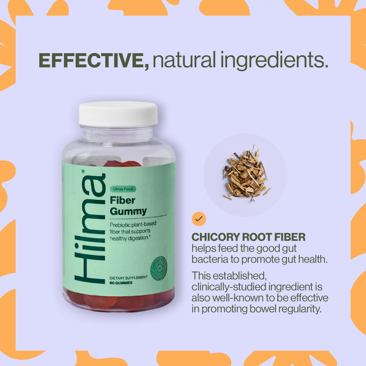 Hilma Fiber Gummies side view with nutritional information