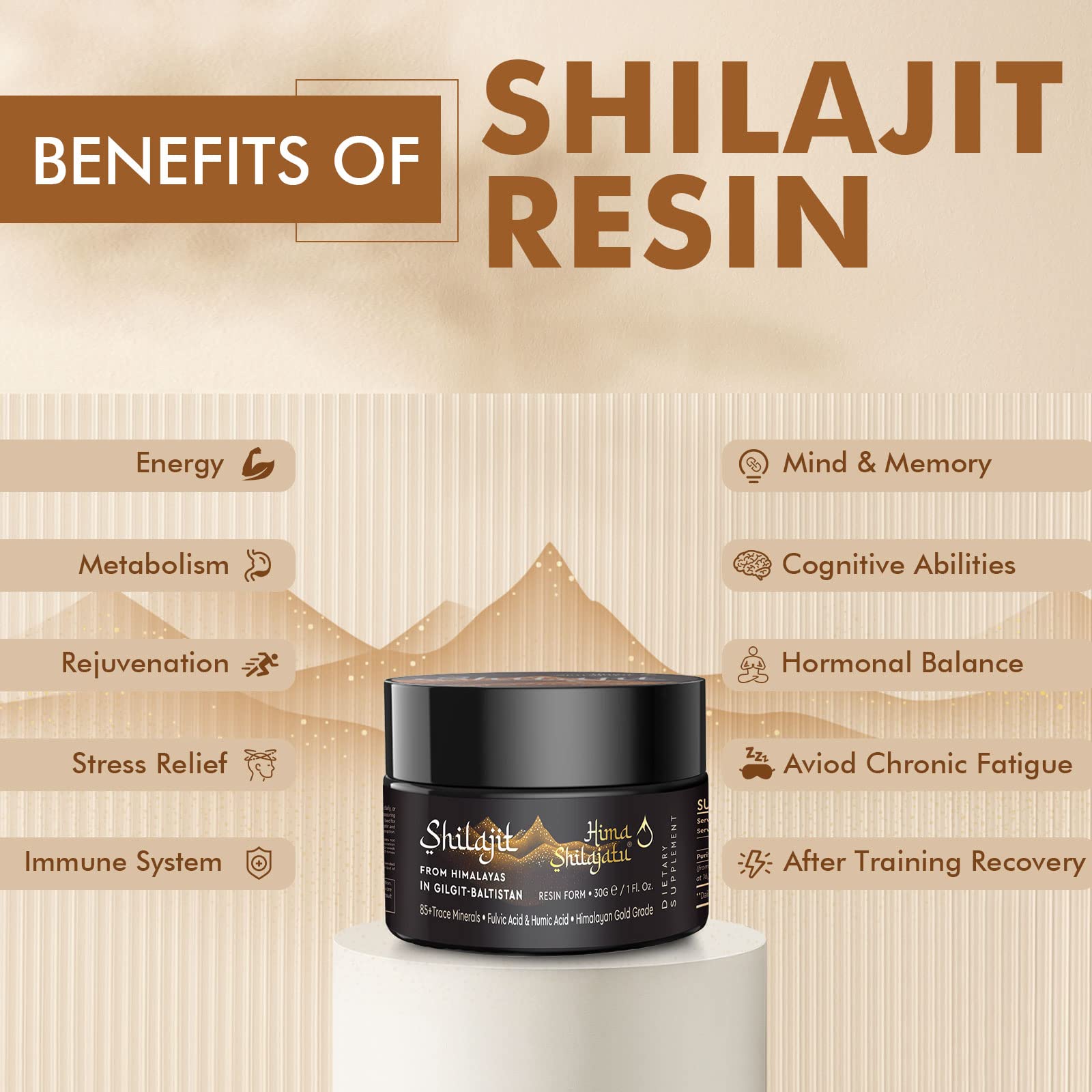 Hima Shilajatu Pure Shilajit Resin 240g side view