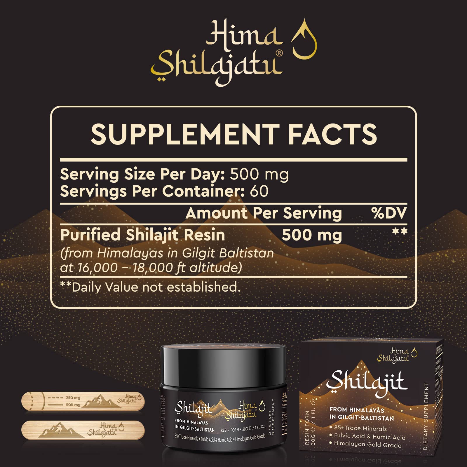 Hima Shilajatu Shilajit Resin measuring spoon included