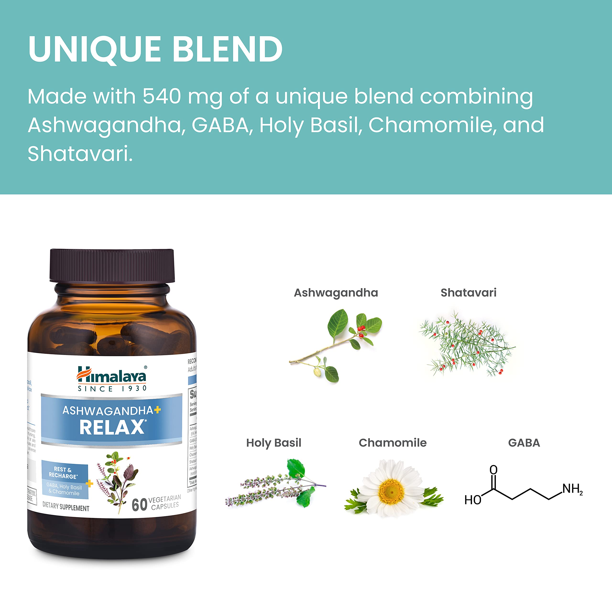 Himalaya Ashwagandha+ daily wellness capsules next to a measuring spoon