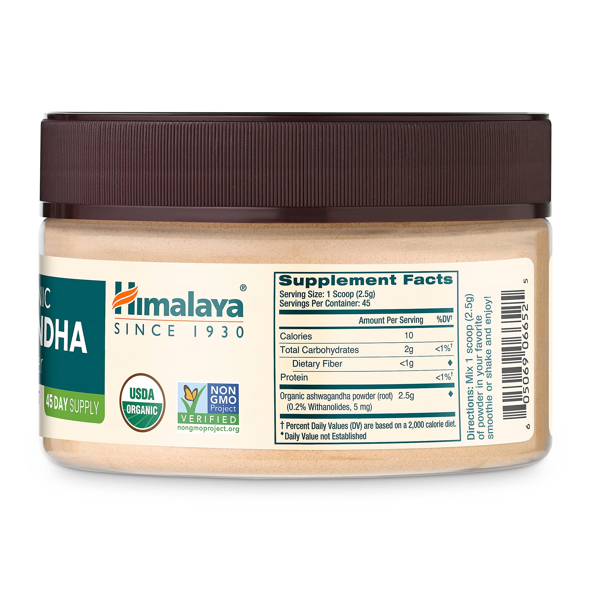 Himalaya Ashwagandha Powder 204g packaging side view
