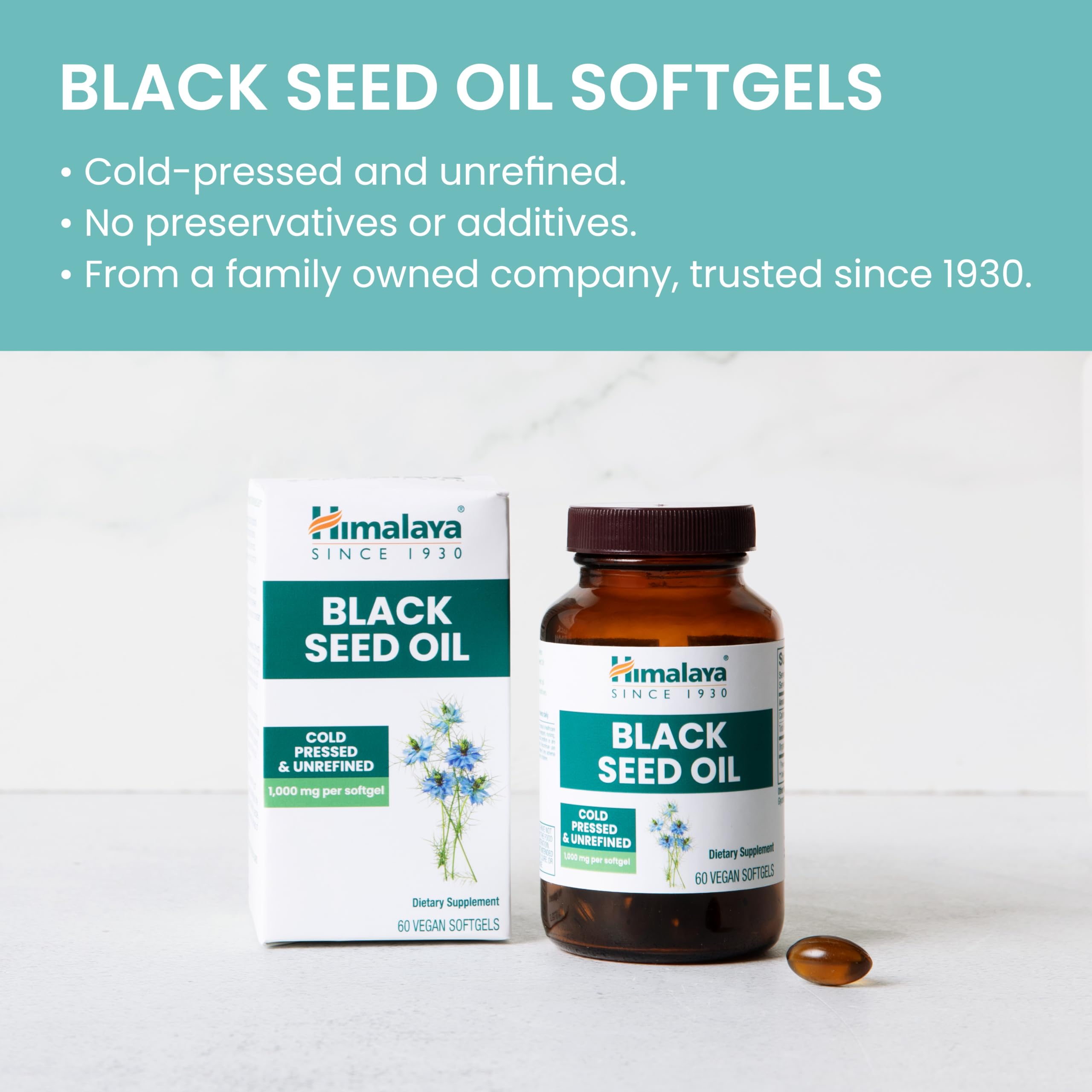 Himalaya Black Seed Oil Softgels 1000mg side view