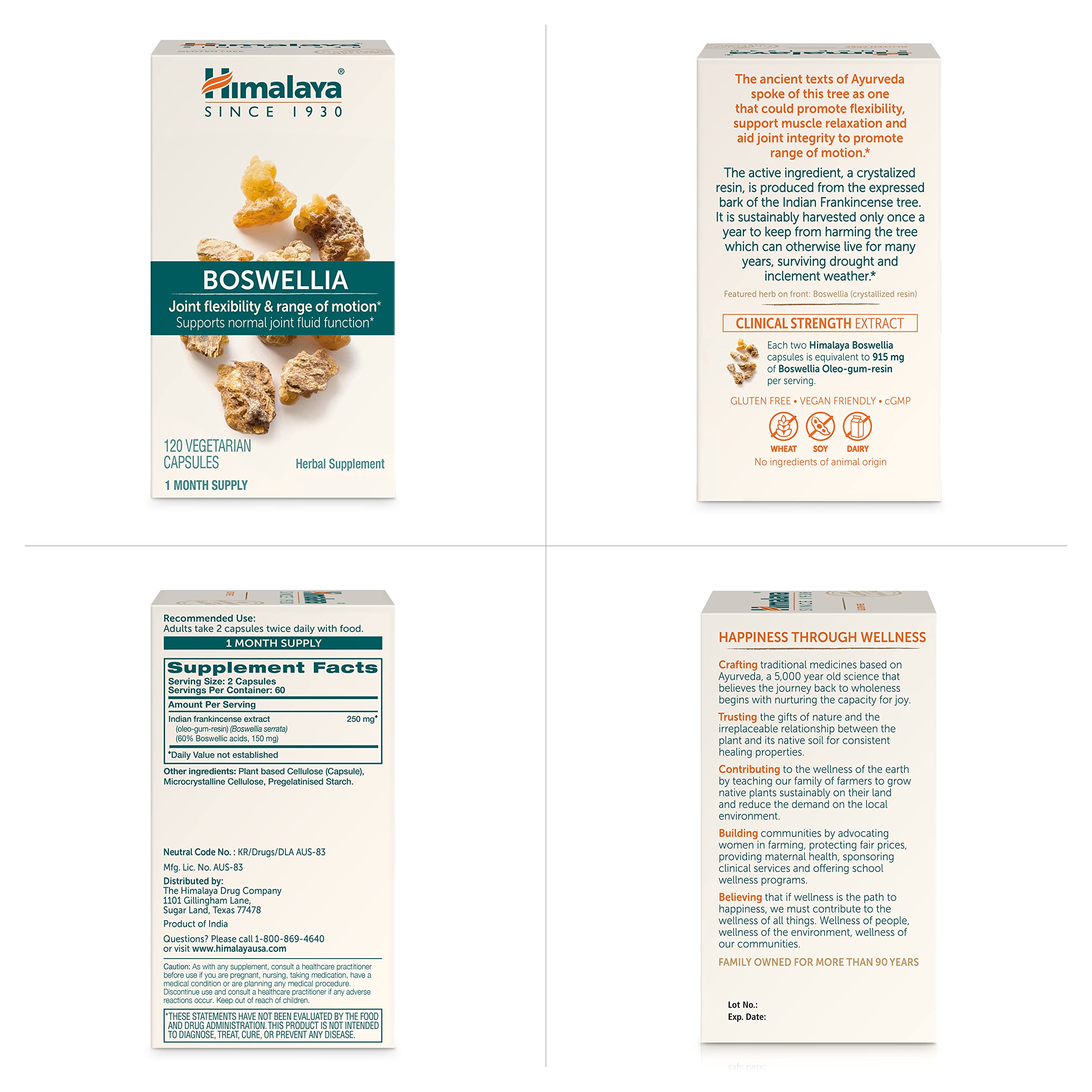 Himalaya Boswellia Serrata capsules in a hand for size reference