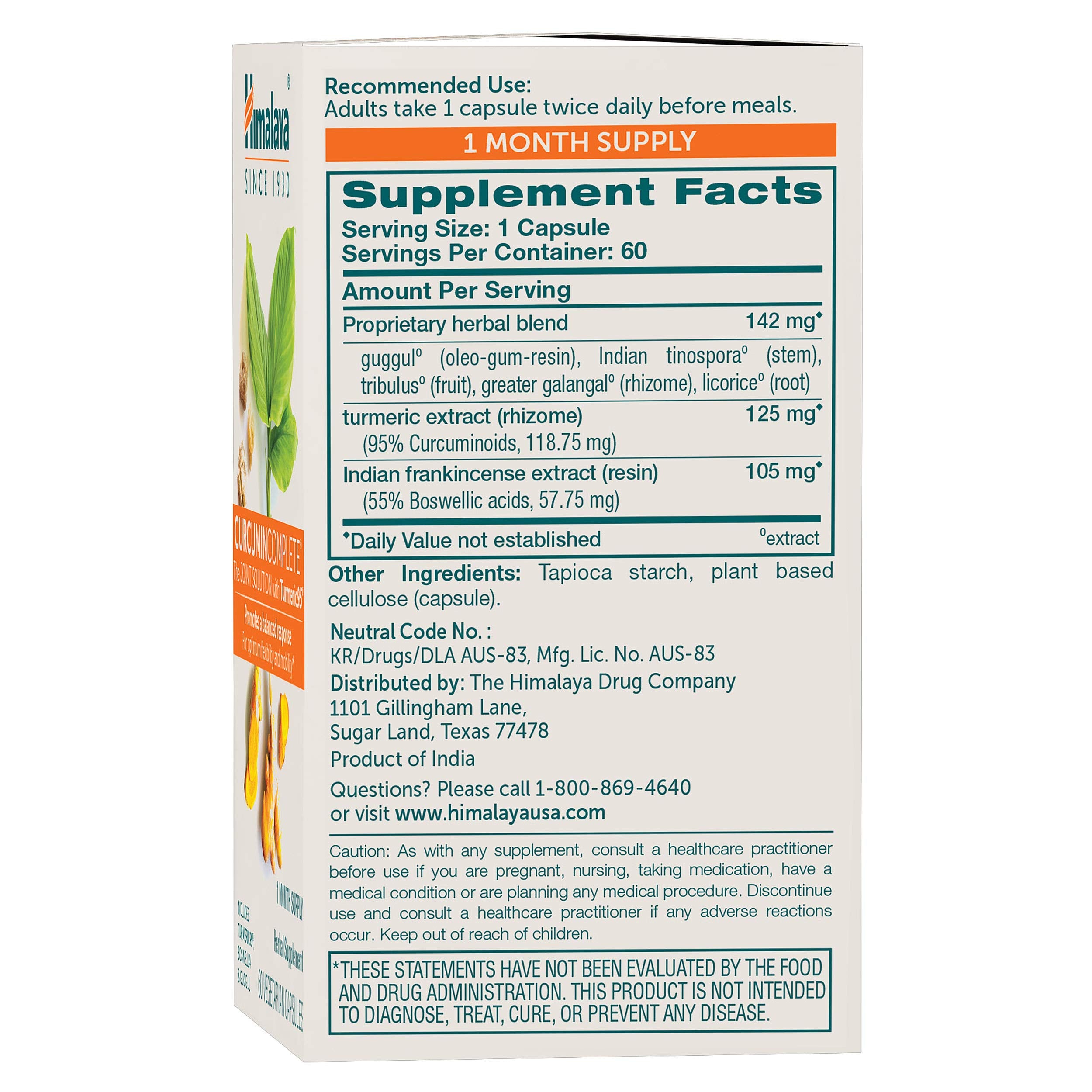 Himalaya Curcumin Complete Turmeric Supplement 200g side view