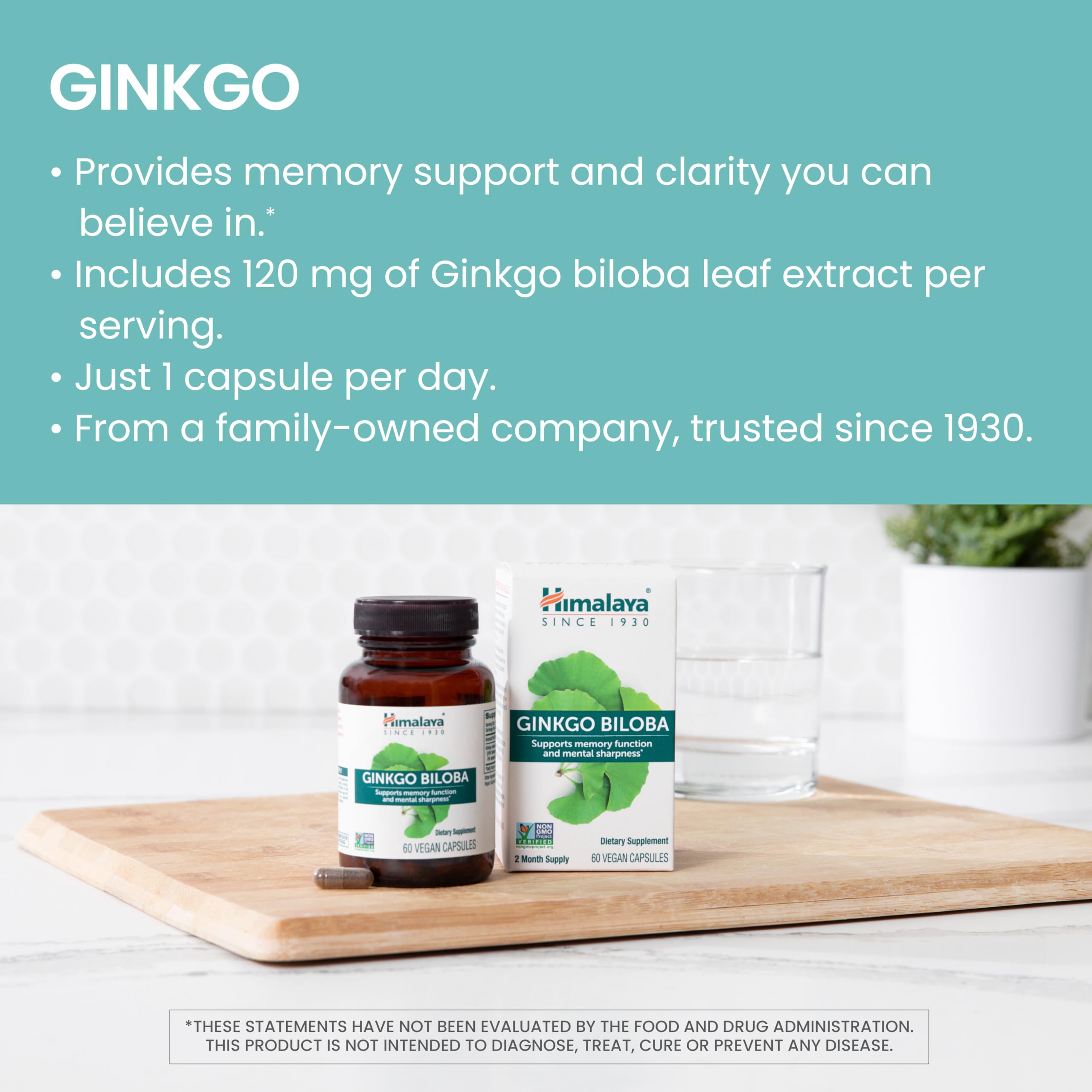 Himalaya Ginkgo Biloba 120mg capsules side view showing capsule details