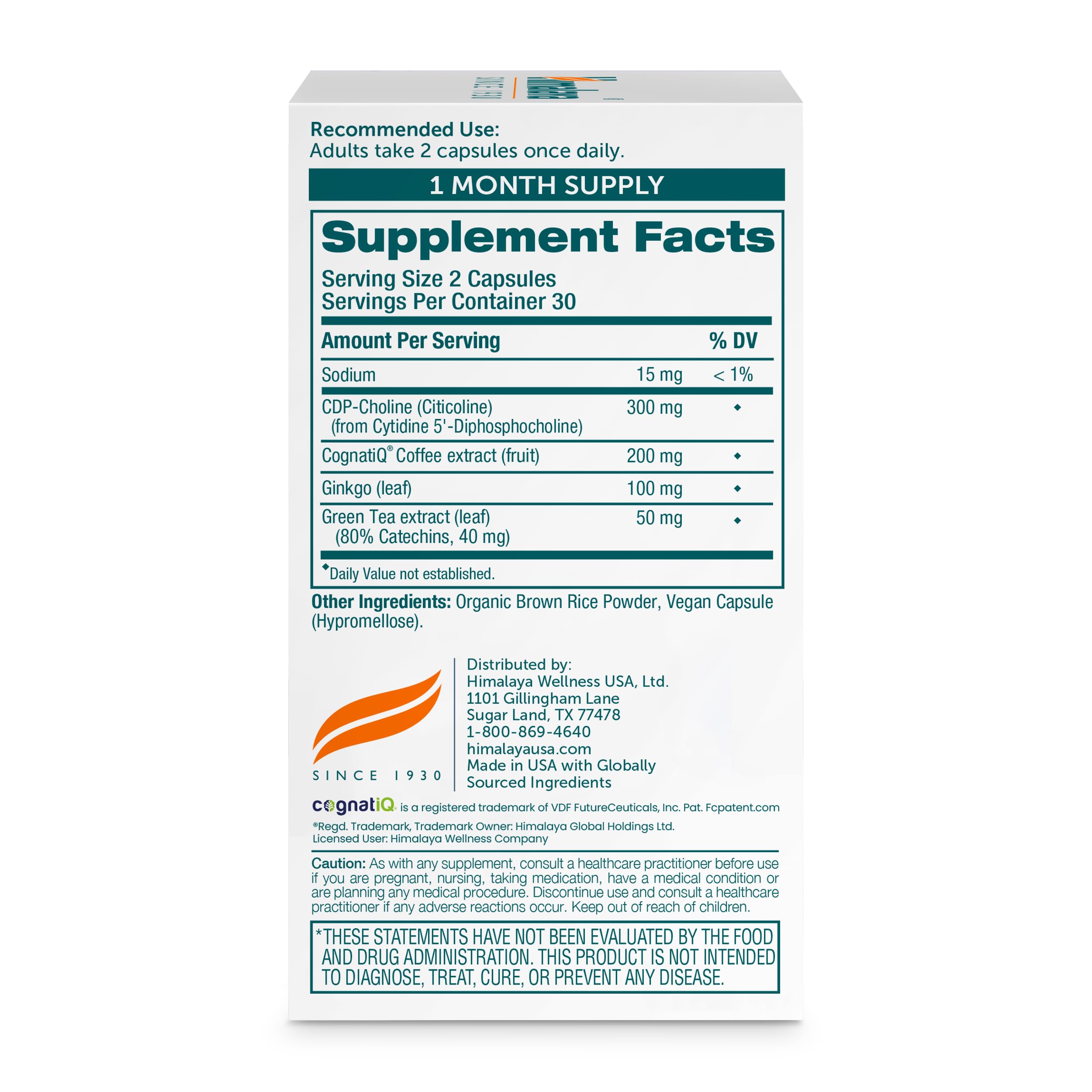 Himalaya Ginkgo Biloba Cognitive Support Capsules side view