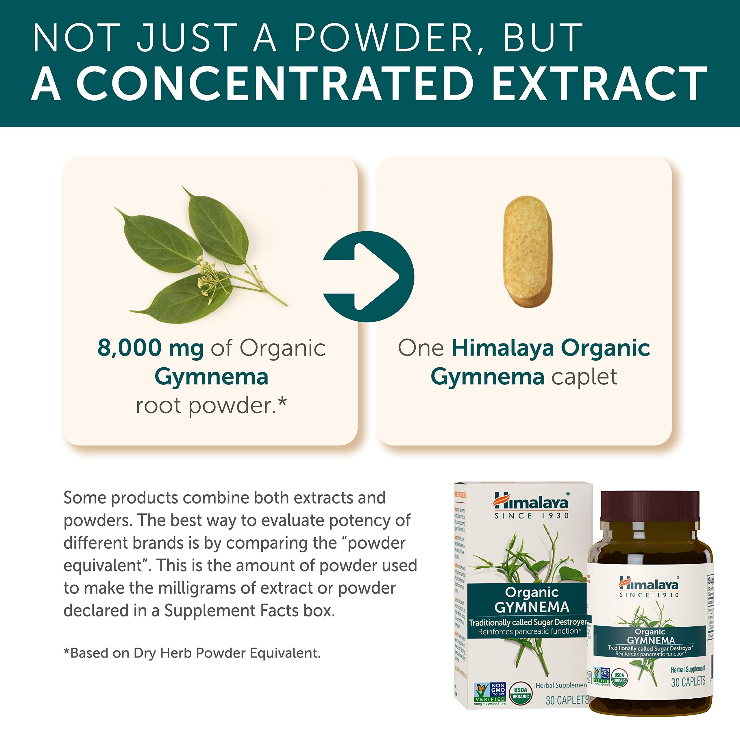 Himalaya Gymnema Sylvestre bottle with fresh Gymnema leaves