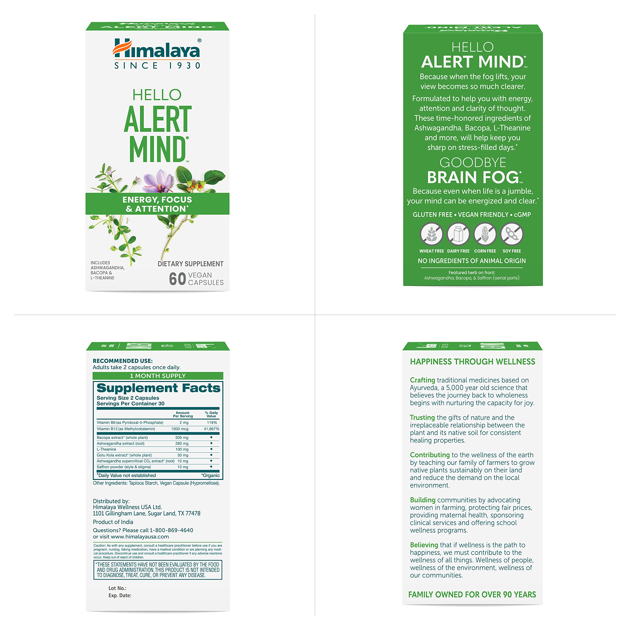 Himalaya Hello Alert Mind Brain Support Supplement vegan capsule