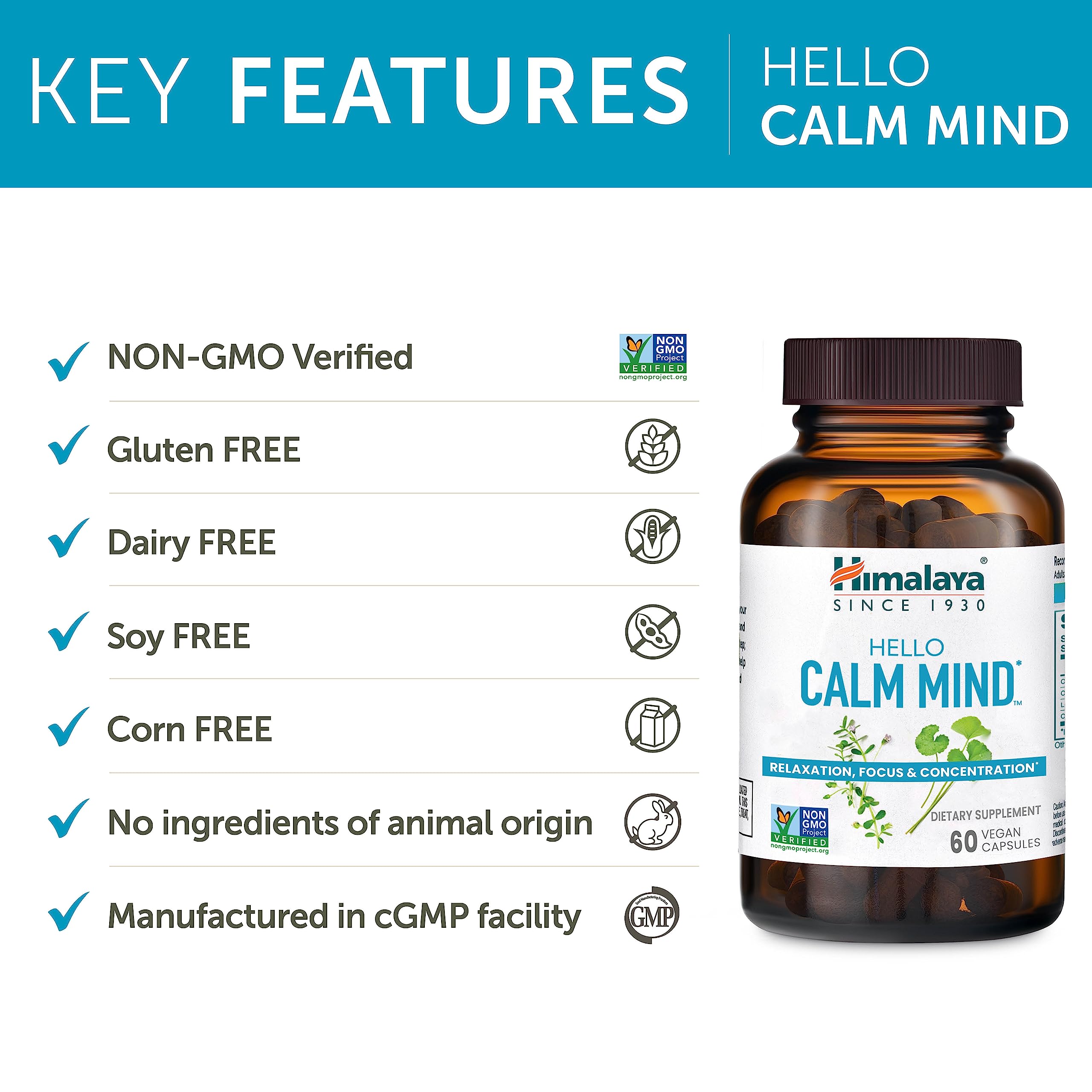 Himalaya Hello Calm Mind Bacopa Monnieri Supplement vegan capsule