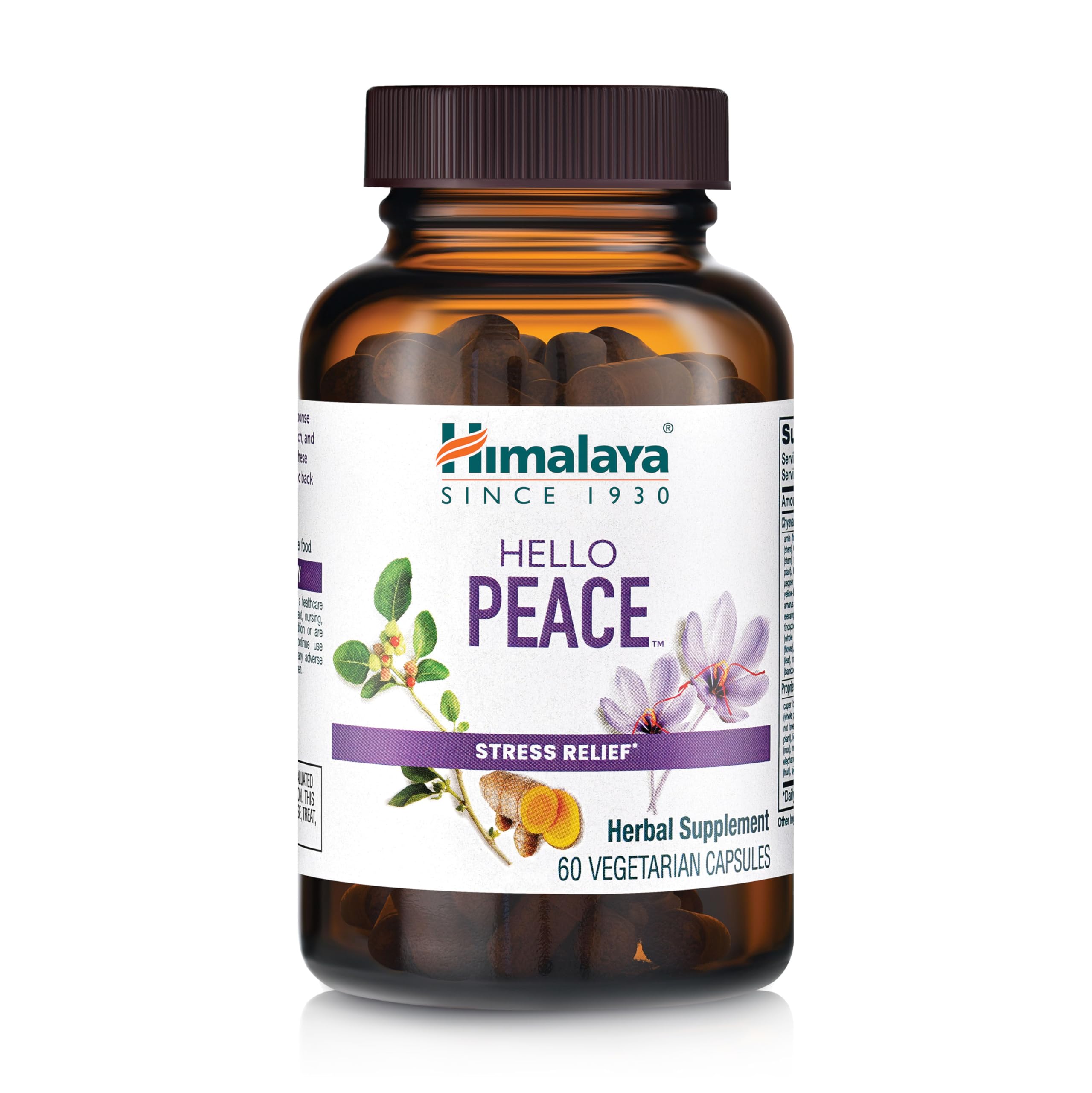 Himalaya Hello Peace Turmeric Supplement 60 Capsules front view