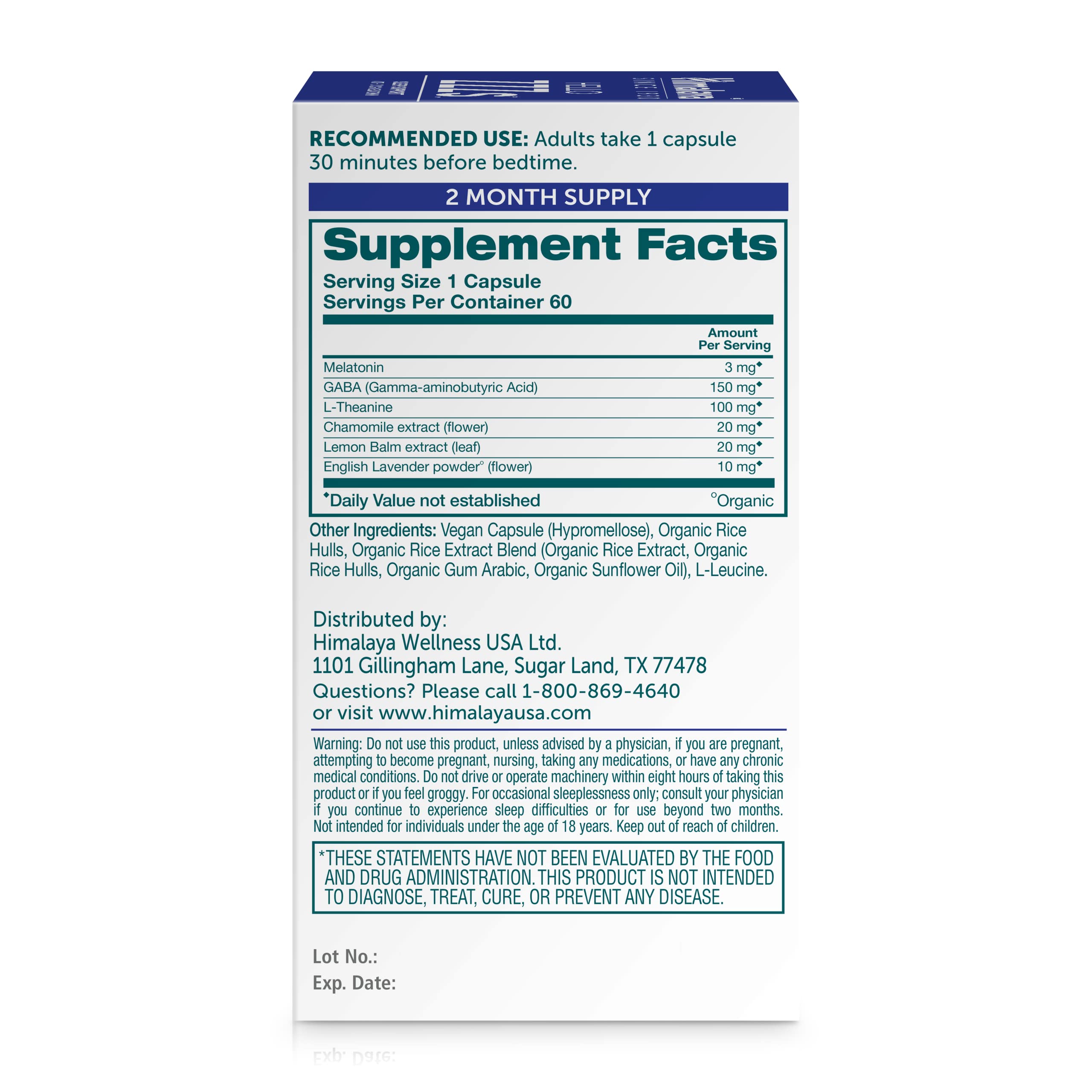 Himalaya Hello ZZZs Sleep Supplement capsules in a bowl