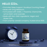 Himalaya Hello ZZZs Sleep Supplement side view with ingredients